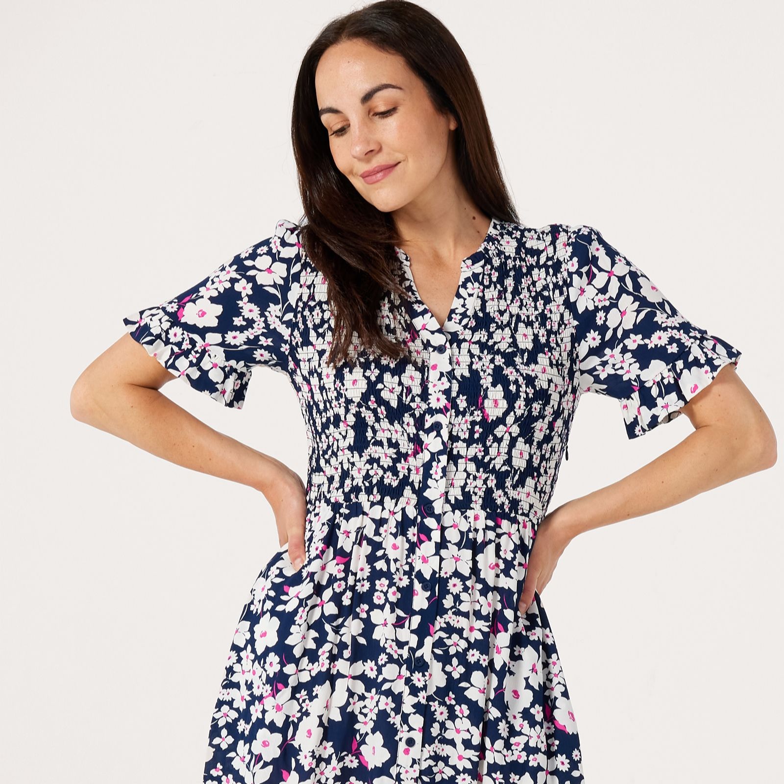 Dannii Minogue Shirred Bust Print Dress Petite