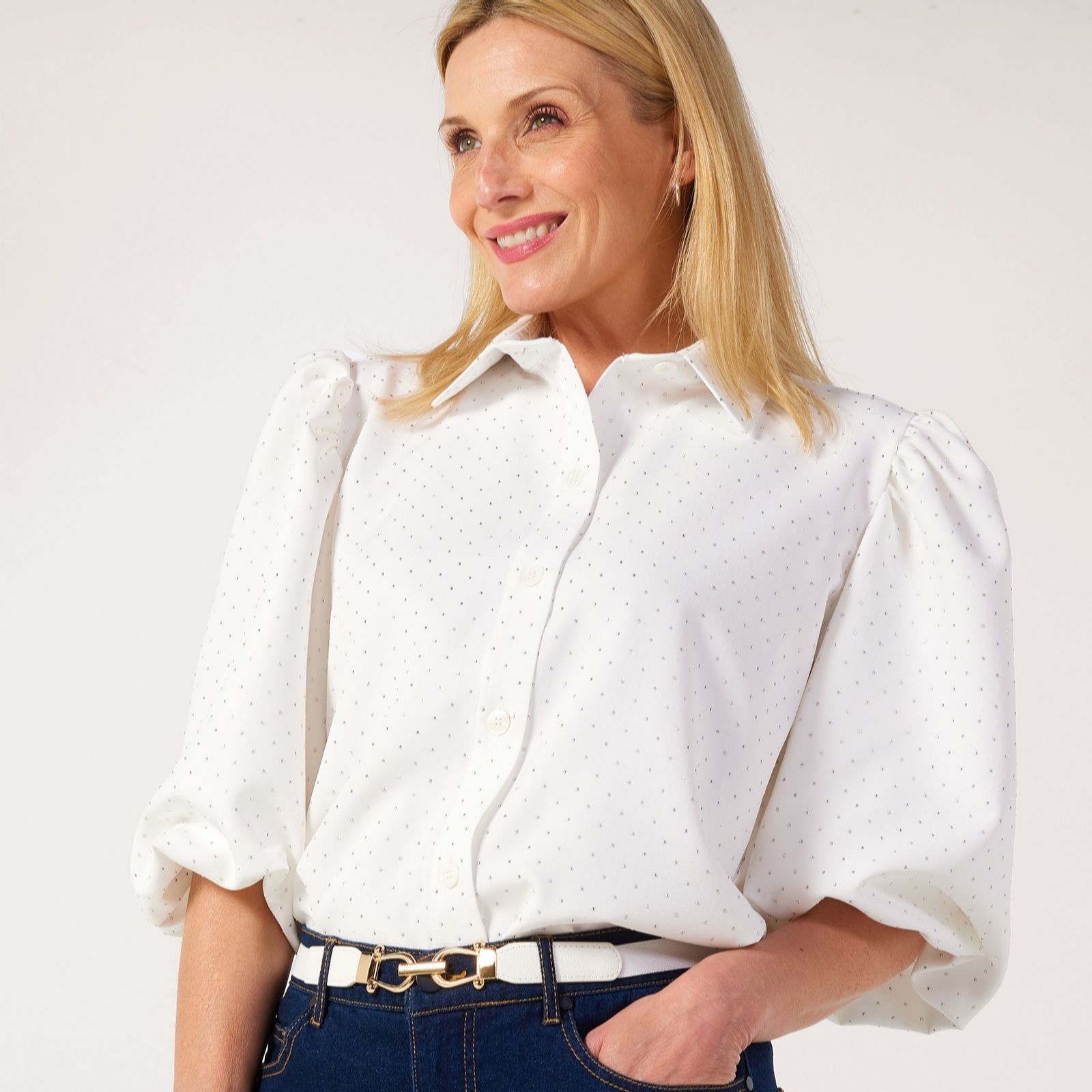 Helene Berman Embellished Short Sleeve Blouse