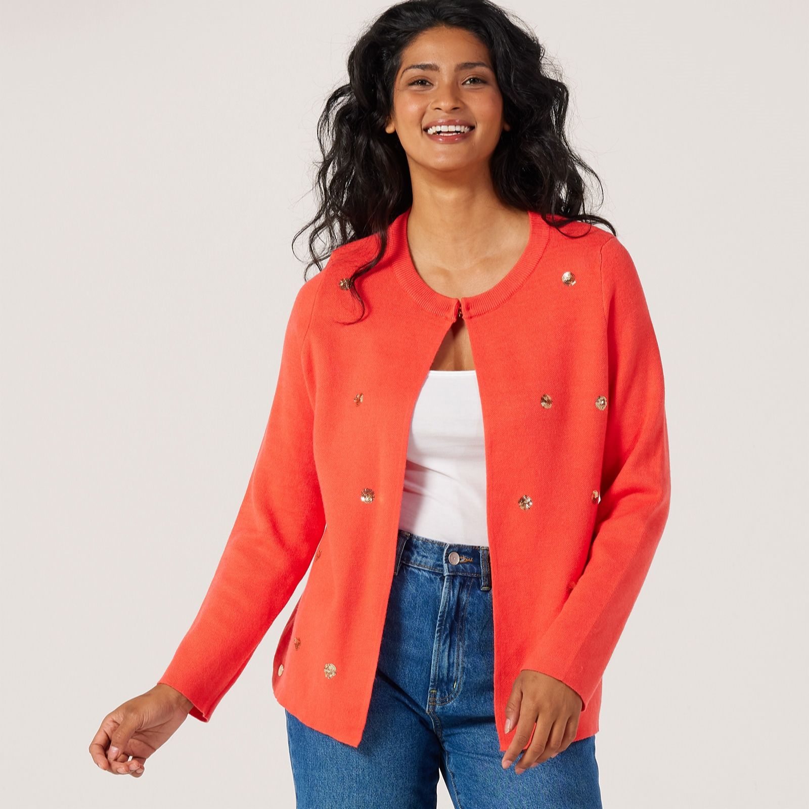 Malissa J Sequin Knit Open Cardigan