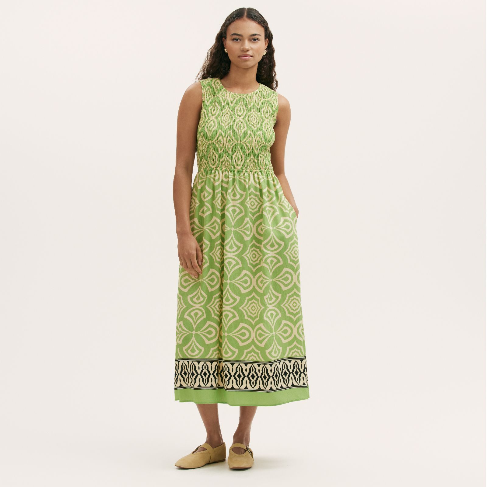 Finery London Skylar Boarder Print Mosaic Midi Dress