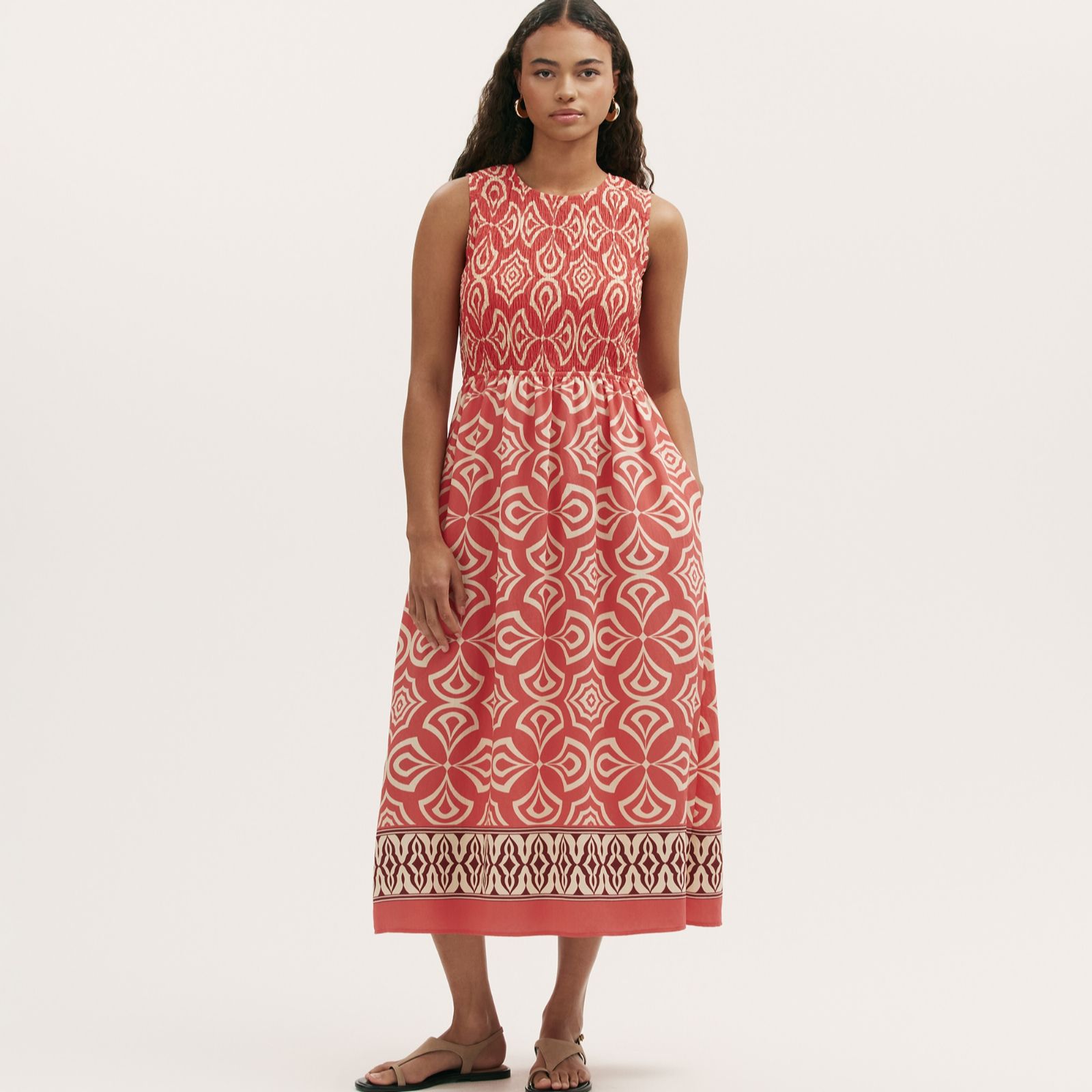 Finery London Skylar Boarder Print Mosaic Midi Dress