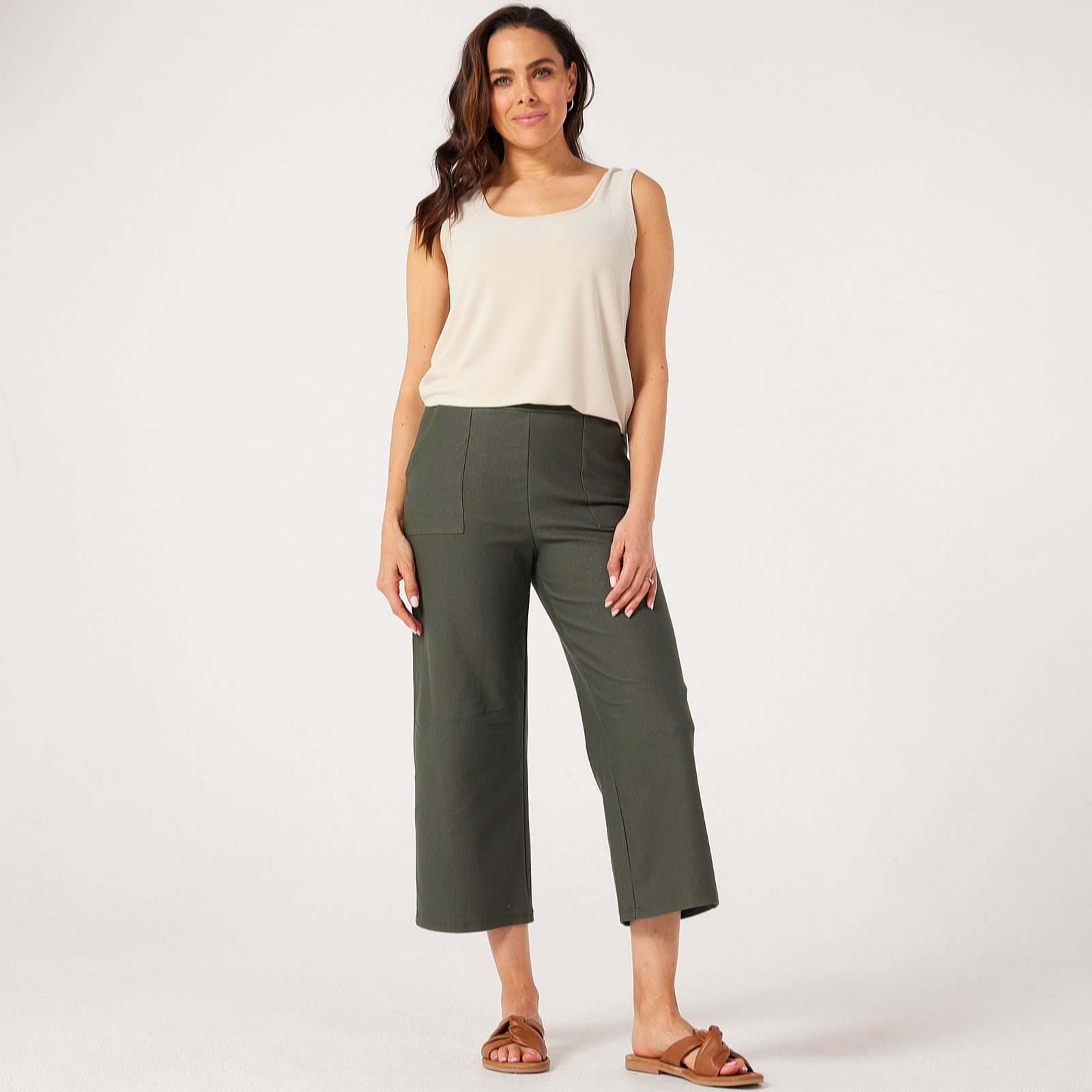 Kim & Co Deluxe Denim Wide Leg Crop Standard Trousers
