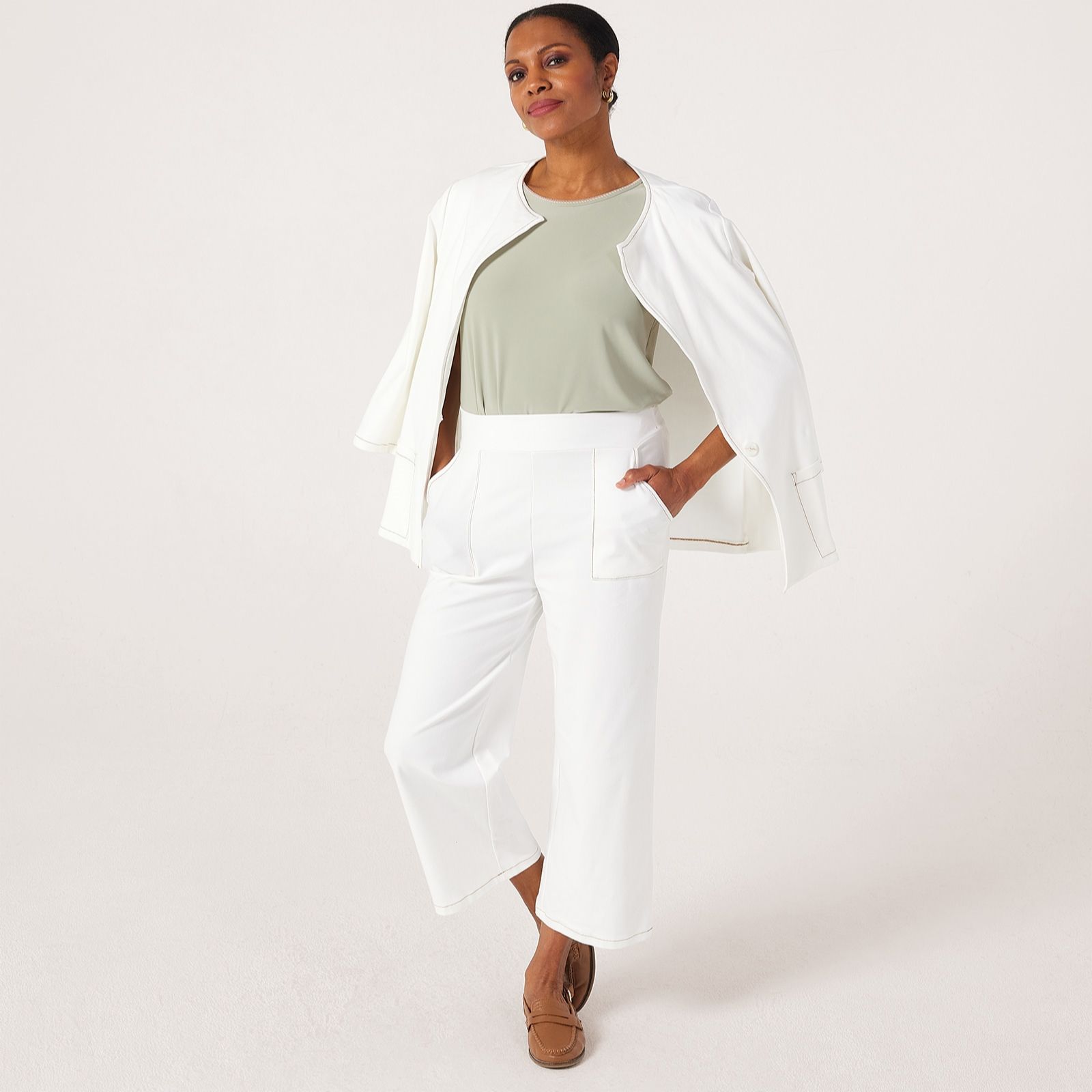 Kim & Co Deluxe Denim Wide Leg Crop Standard Trousers