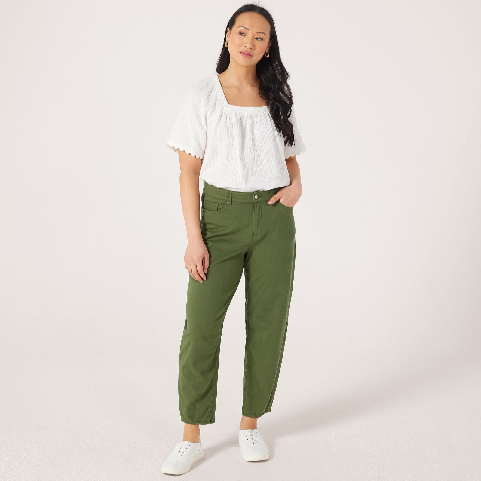 Denim & Co. Comfy Knit Denim Barrel Leg Trousers Standard