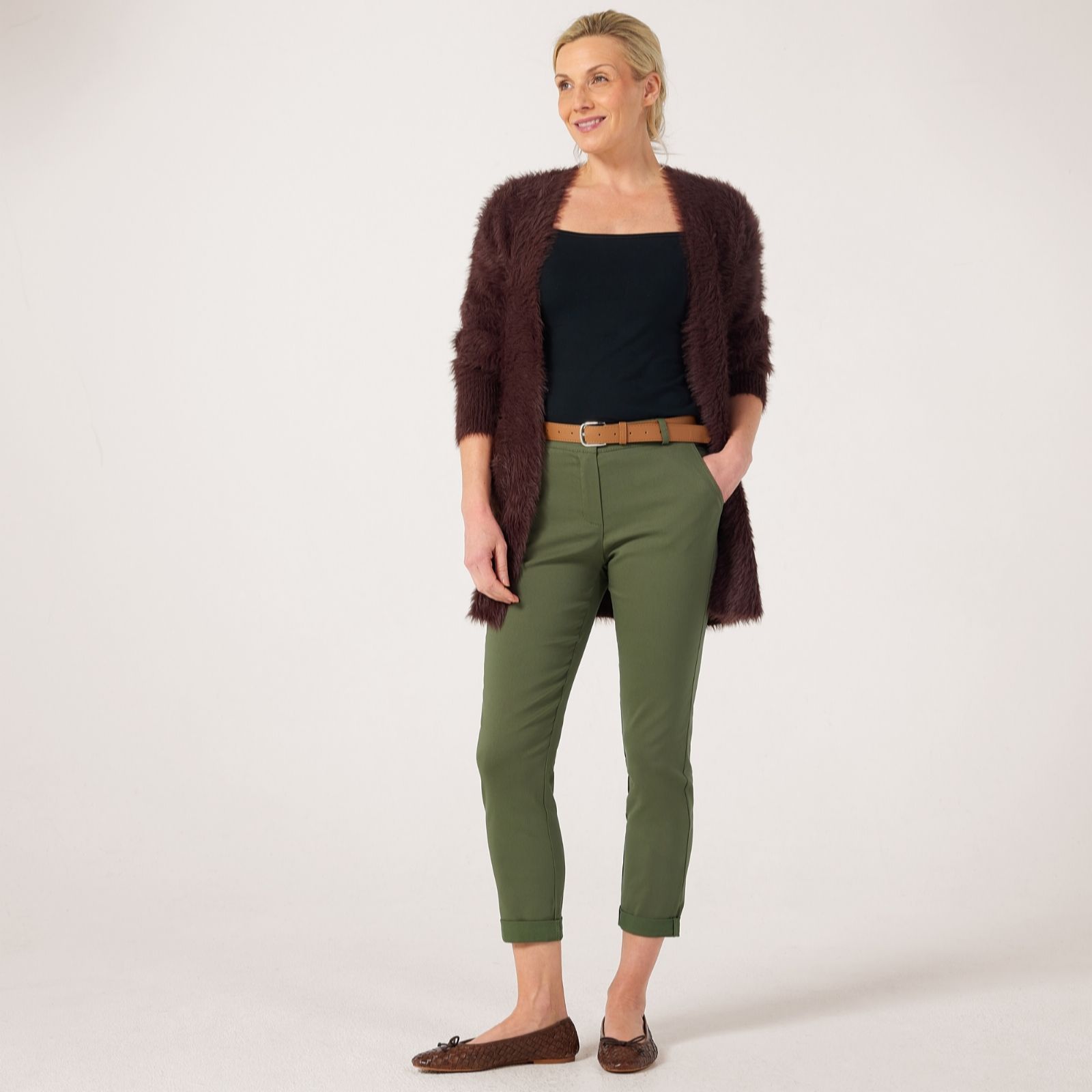 Izabel London Stretch Trousers with Belt