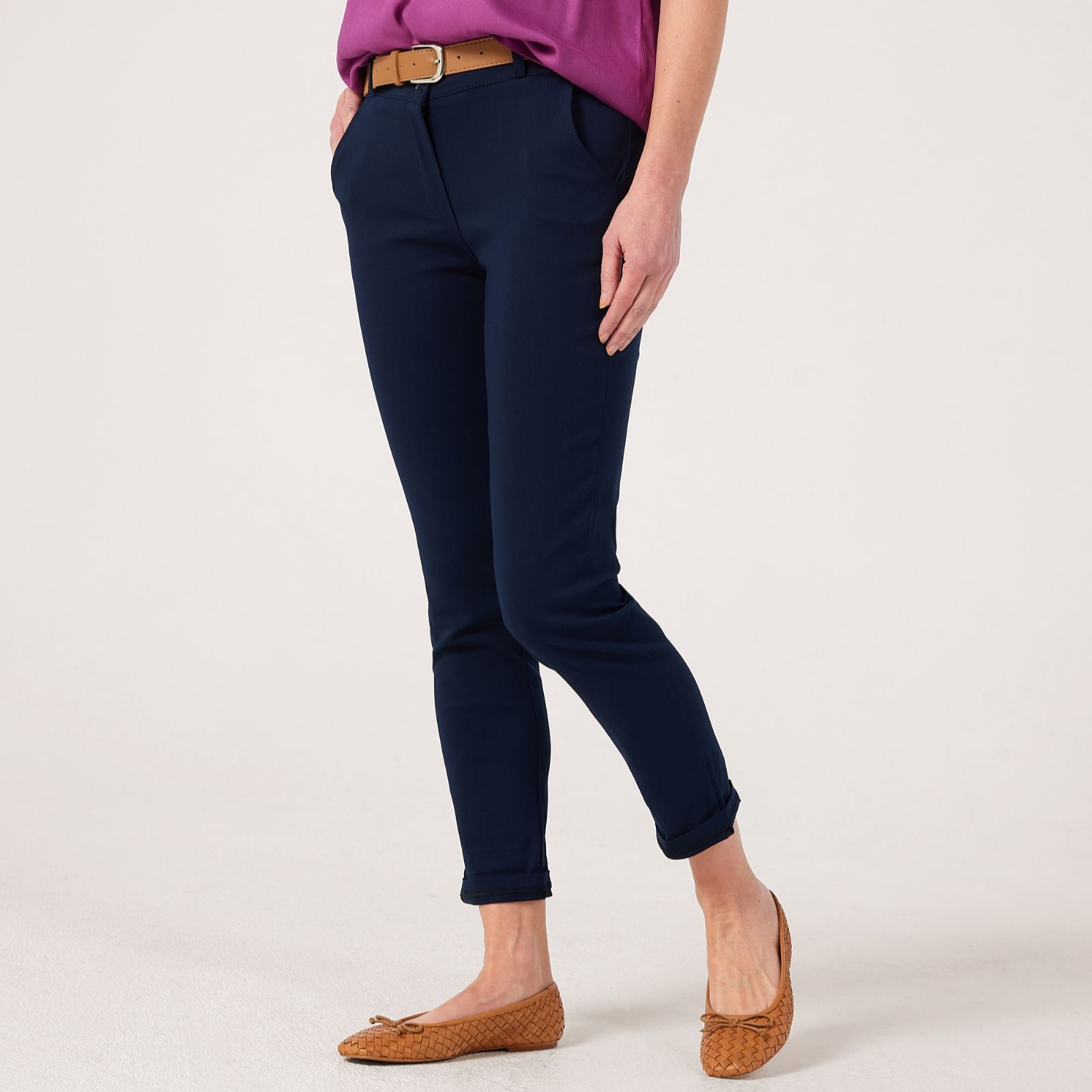 Izabel London Stretch Trousers with Belt