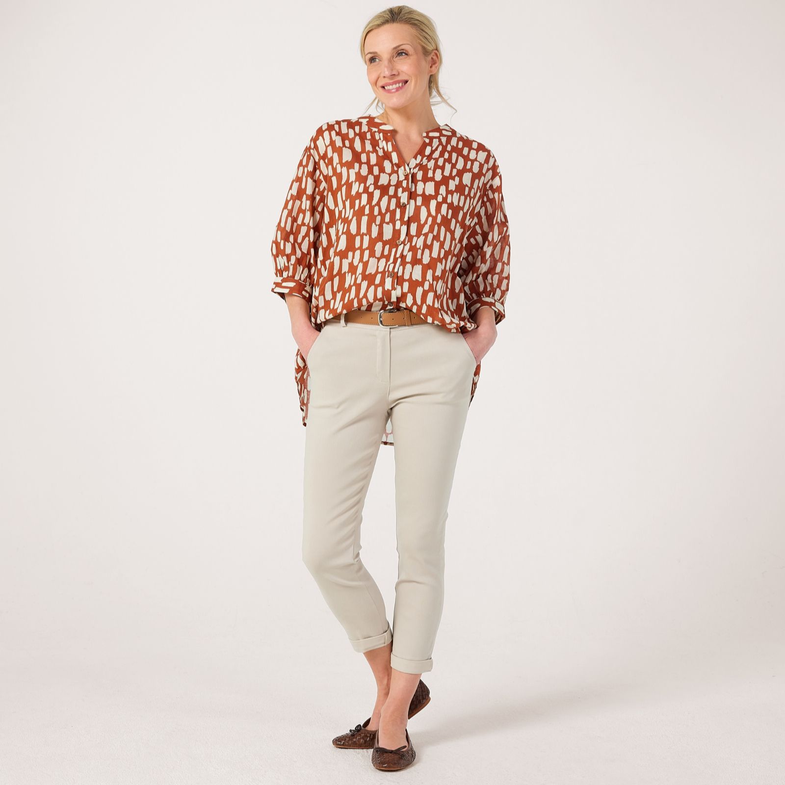 Izabel London Stretch Trousers with Belt