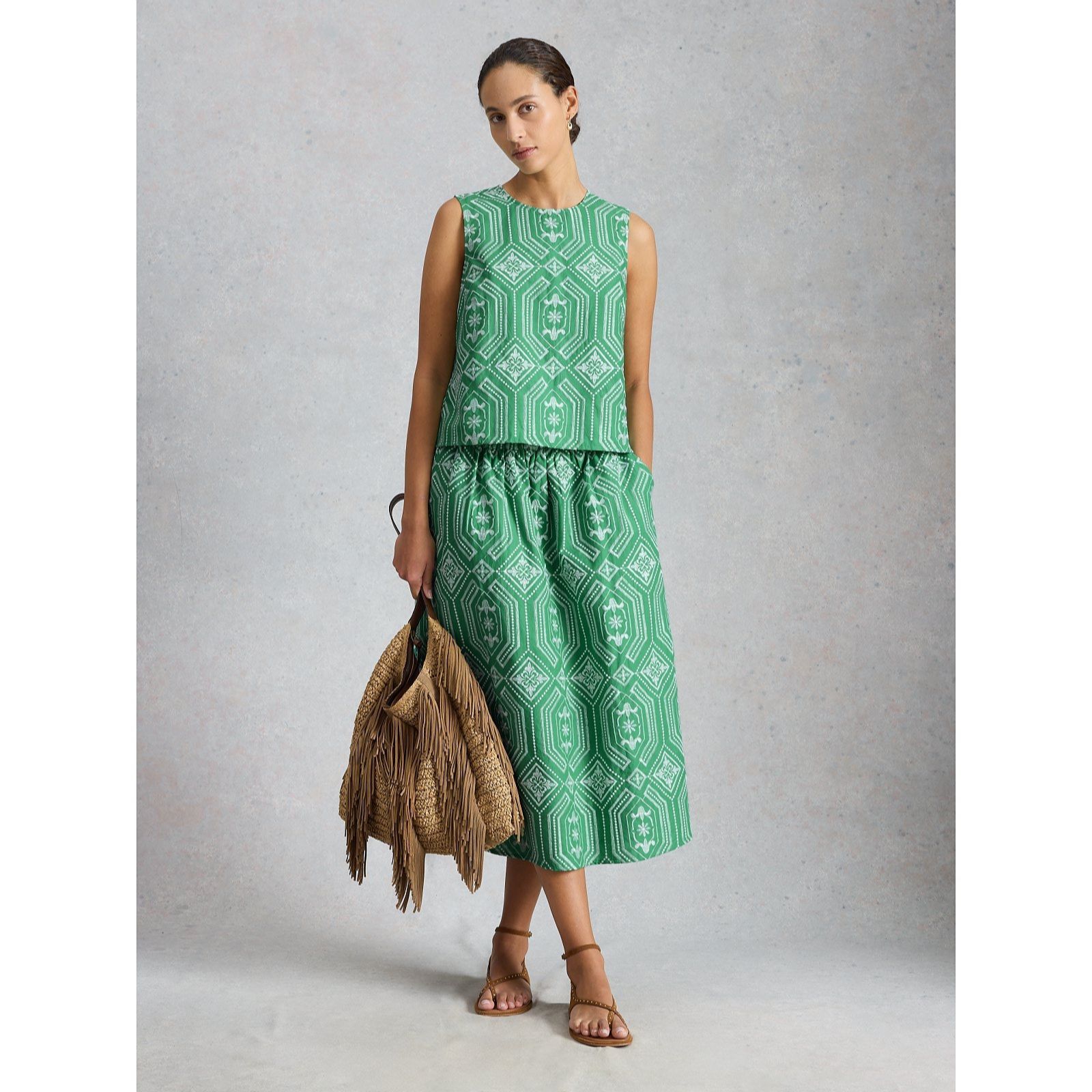 White Stuff Hallie Embroidered Midi Skirt