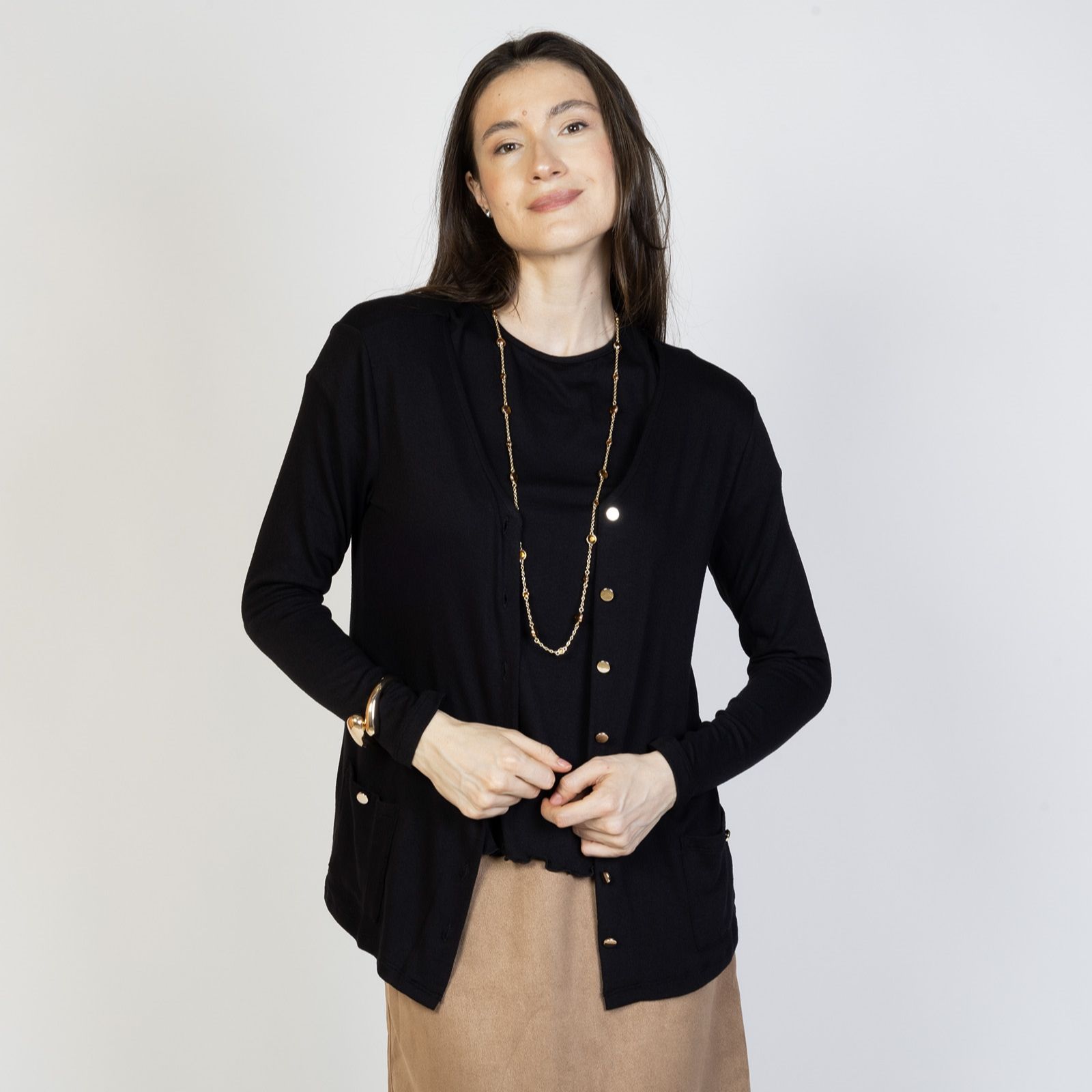 Kim & Co Fine Sweater Knit Button Front Cardigan with Pockets
