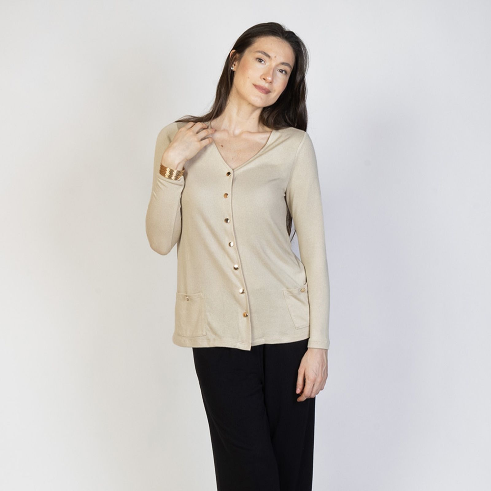Kim & Co Fine Sweater Knit Button Front Cardigan with Pockets