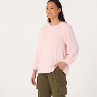 Kim & Co Crinkle Poplin Long Blouson Sleeve Top