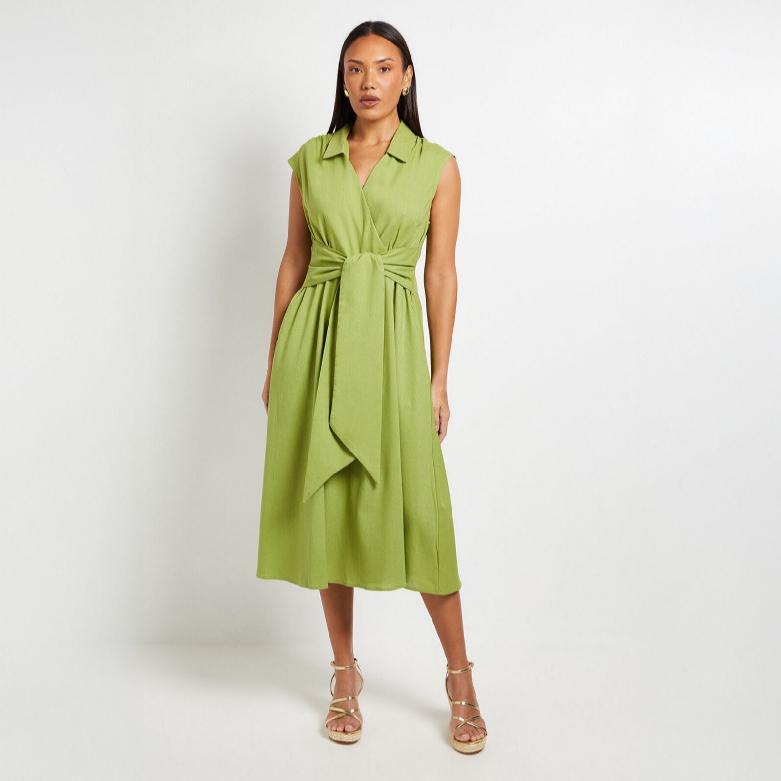 Principles Linen Blend Midi Dress with Tie