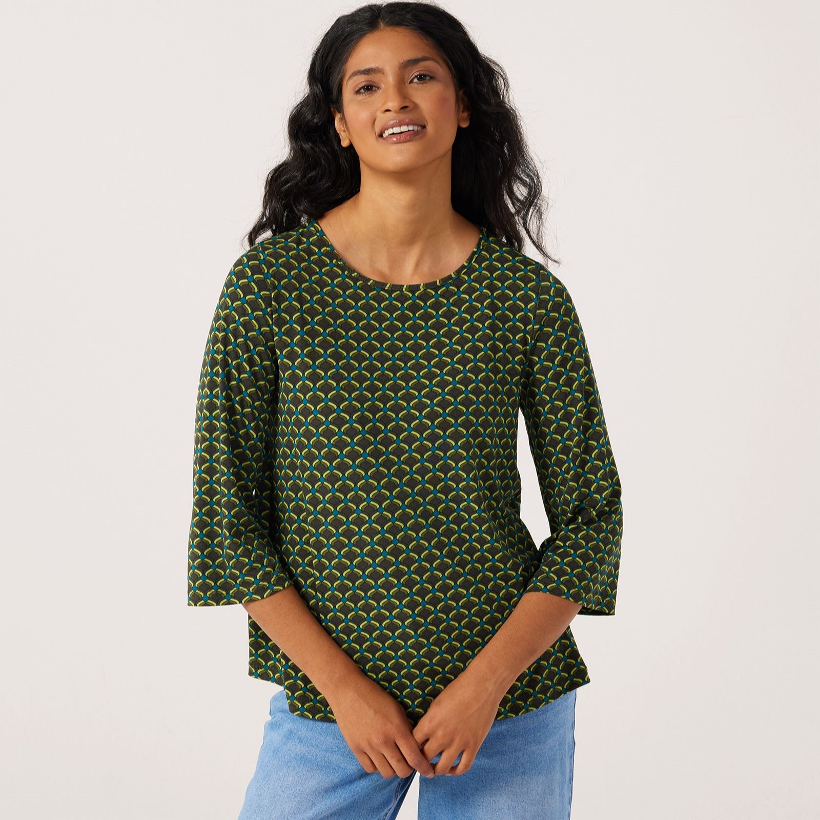 Kim & Co Printed Brazil Jersey 3/4 Sleeve Swing Tunic