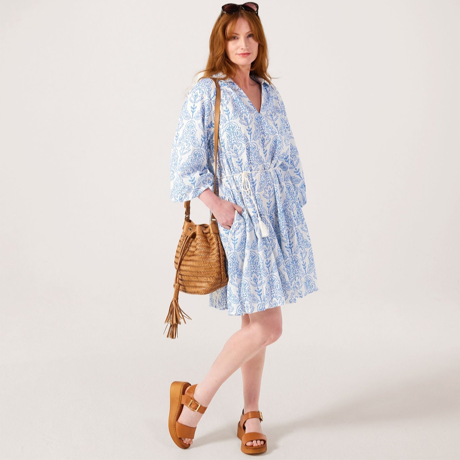 YAS Cinni Embroidered Puff Sleeve Dress