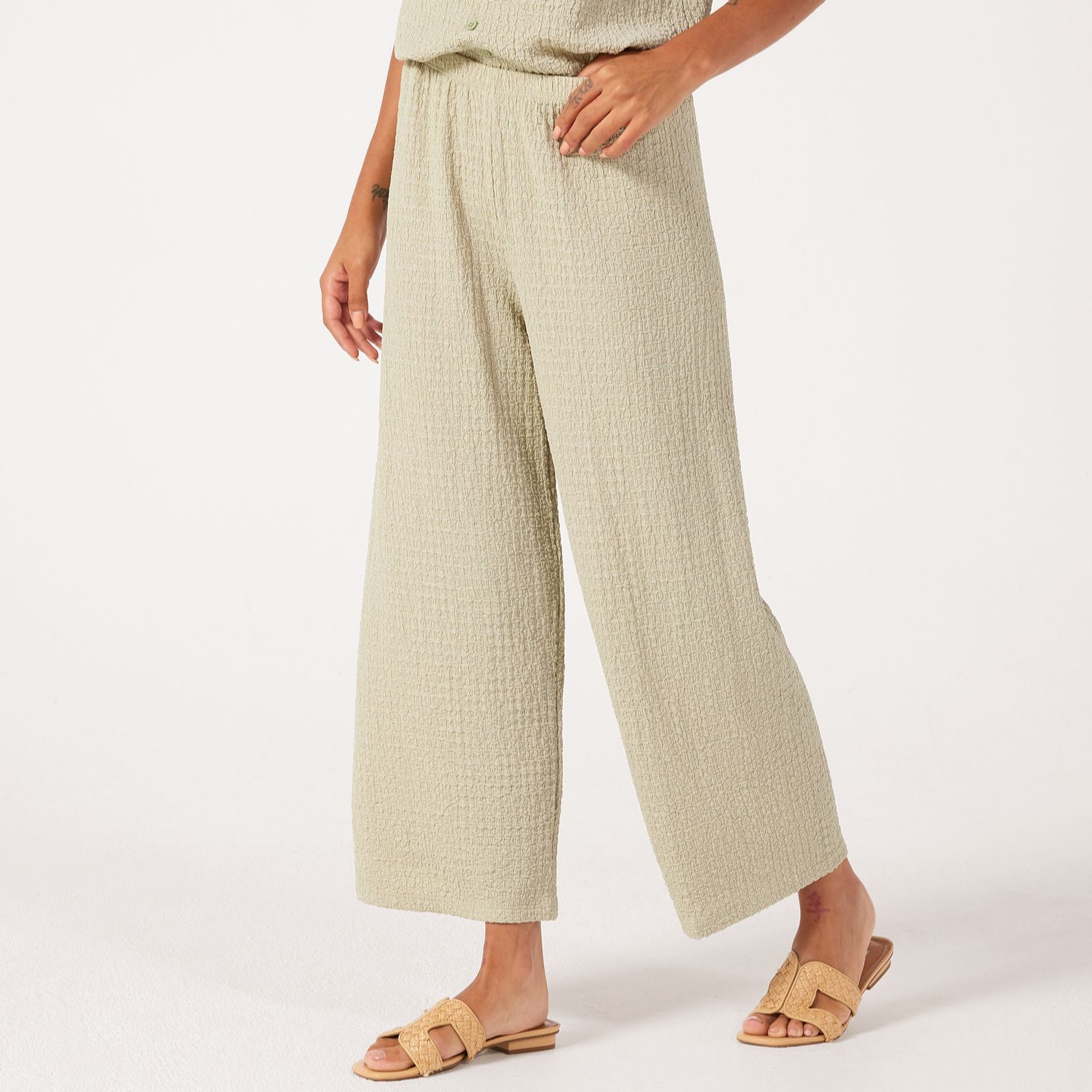 Kim & Co Mini Pop Knit Wide Leg Ankle Length Trousers