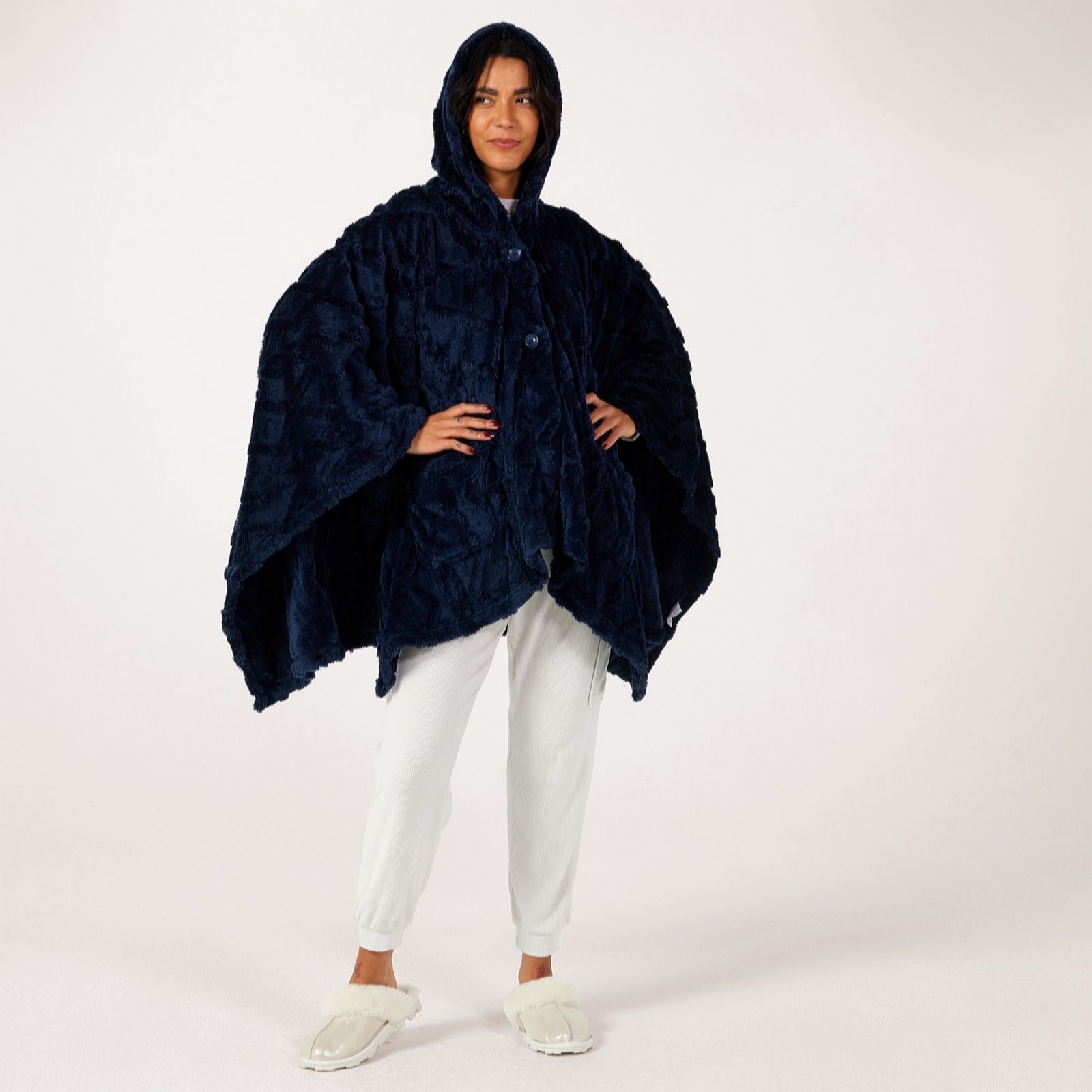 Cozee Home Cable Cape Wrap with Hood