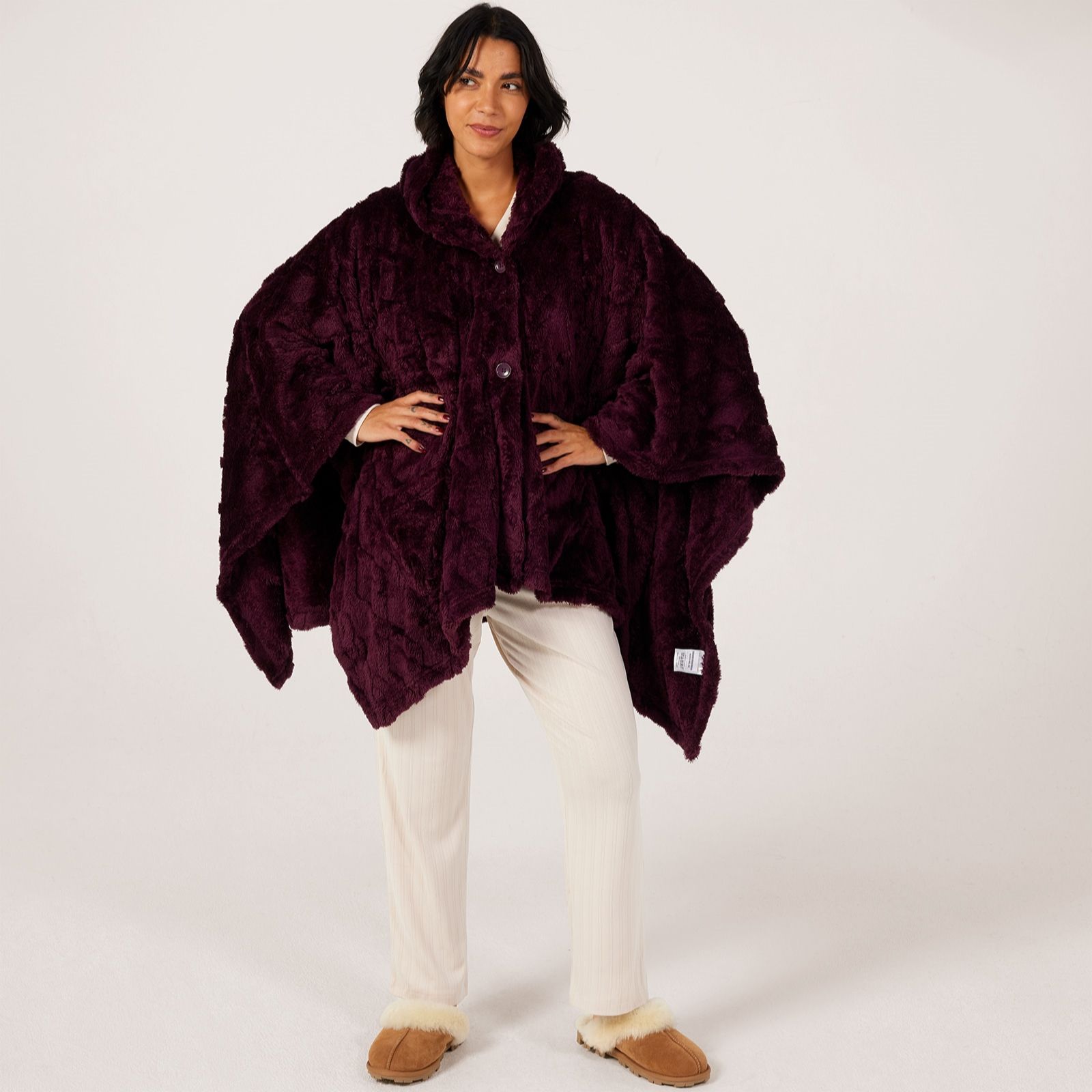 Cozee Home Cable Cape Wrap with Hood