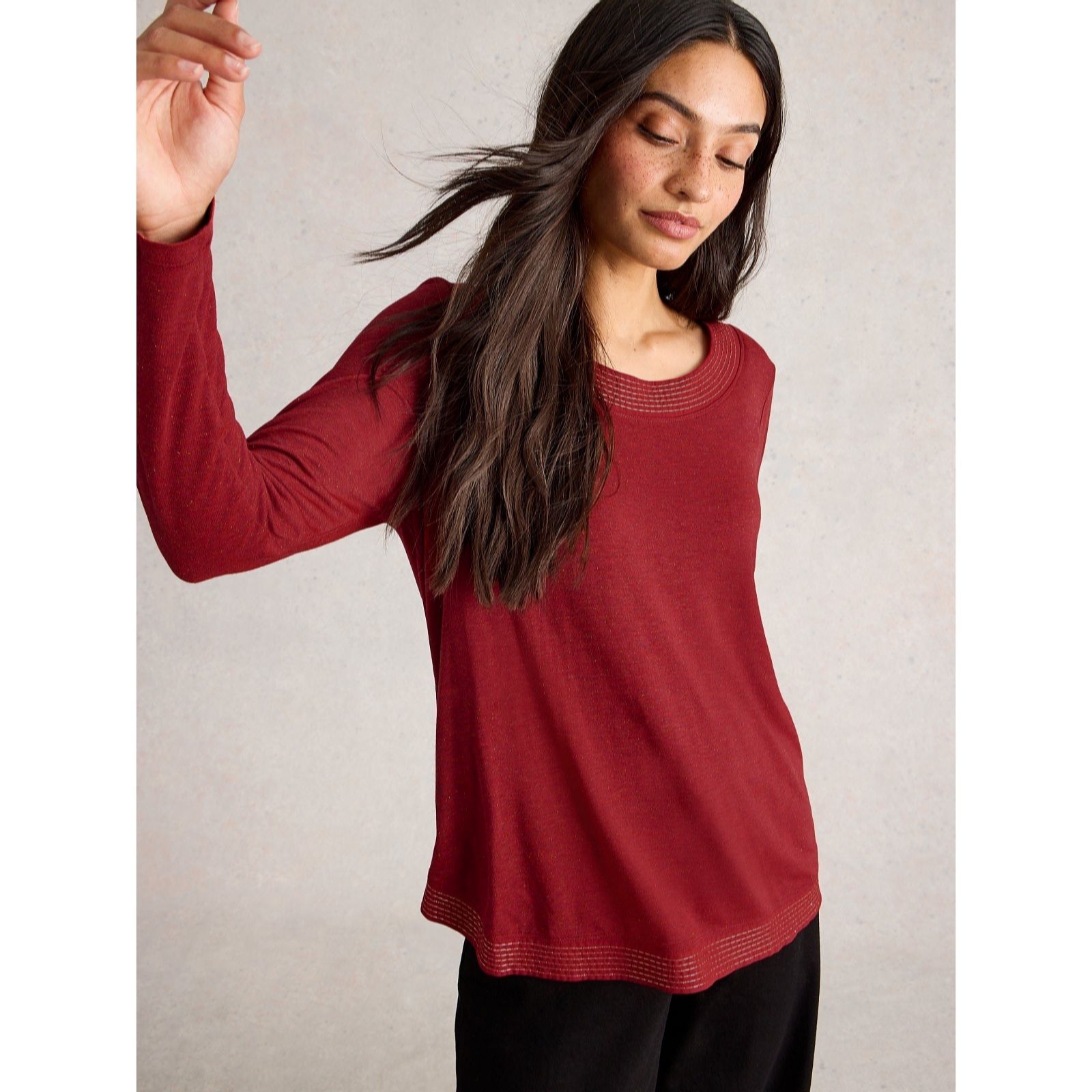 White Stuff Weaver Long Sleeve Sparkle Tee