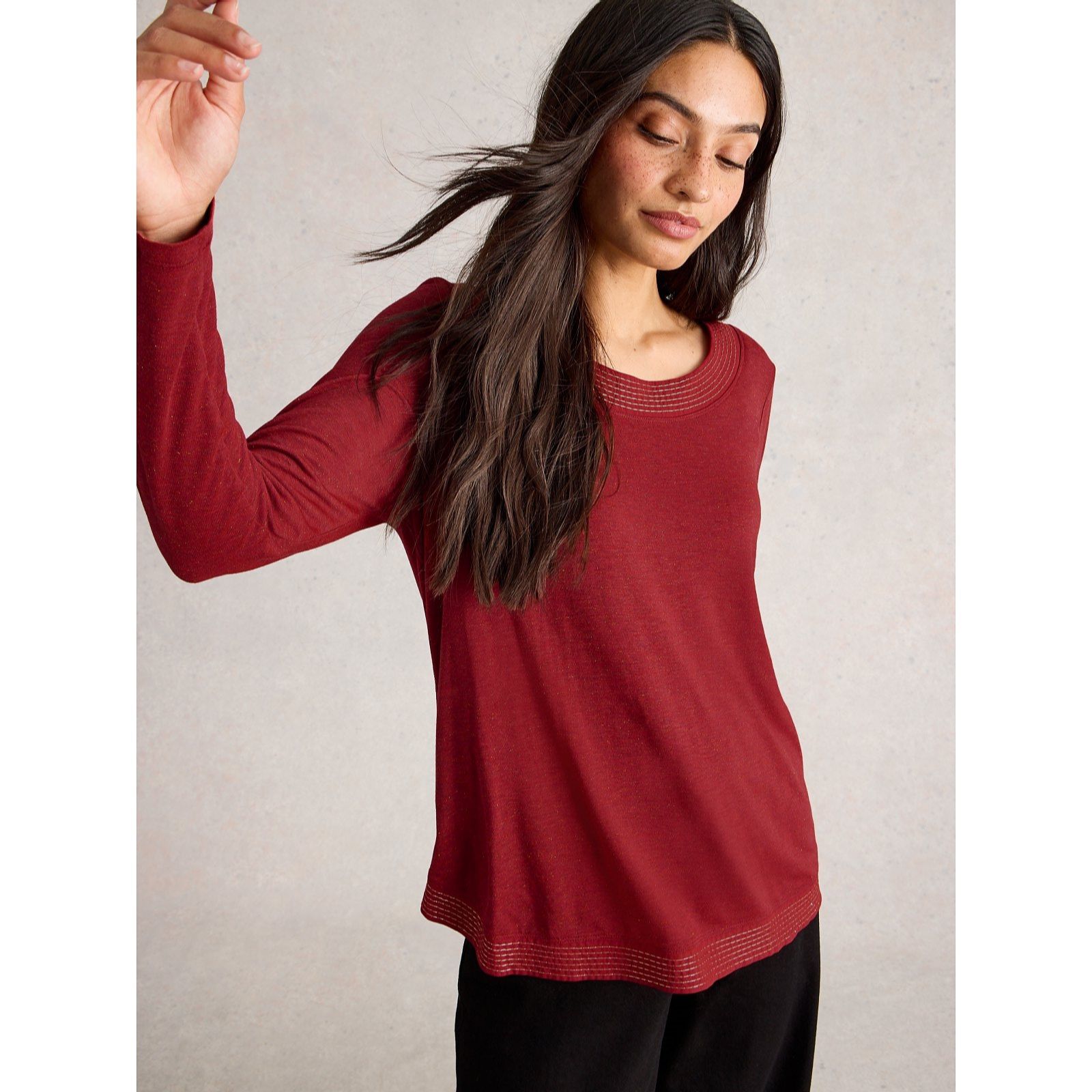 White Stuff Weaver Long Sleeve Sparkle Tee