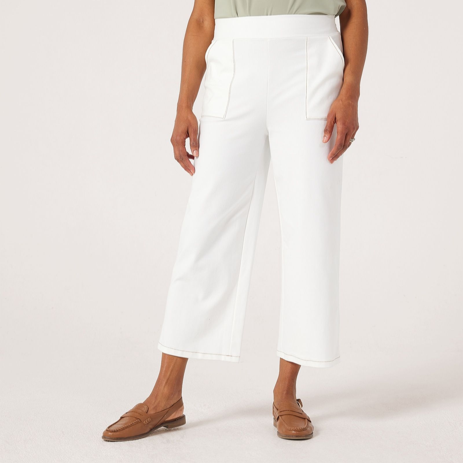 Kim & Co Deluxe Denim Wide Leg Crop Petite Trousers