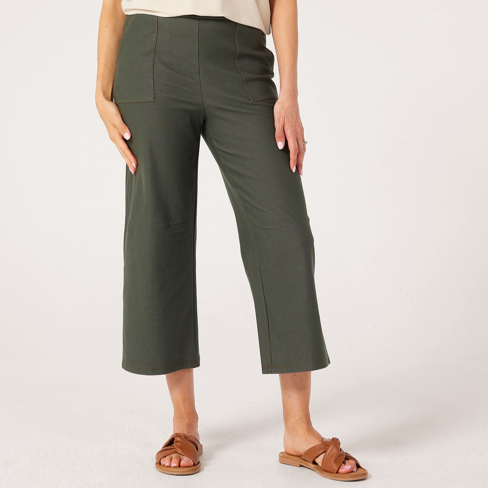 Kim & Co Deluxe Denim Wide Leg Crop Petite Trousers