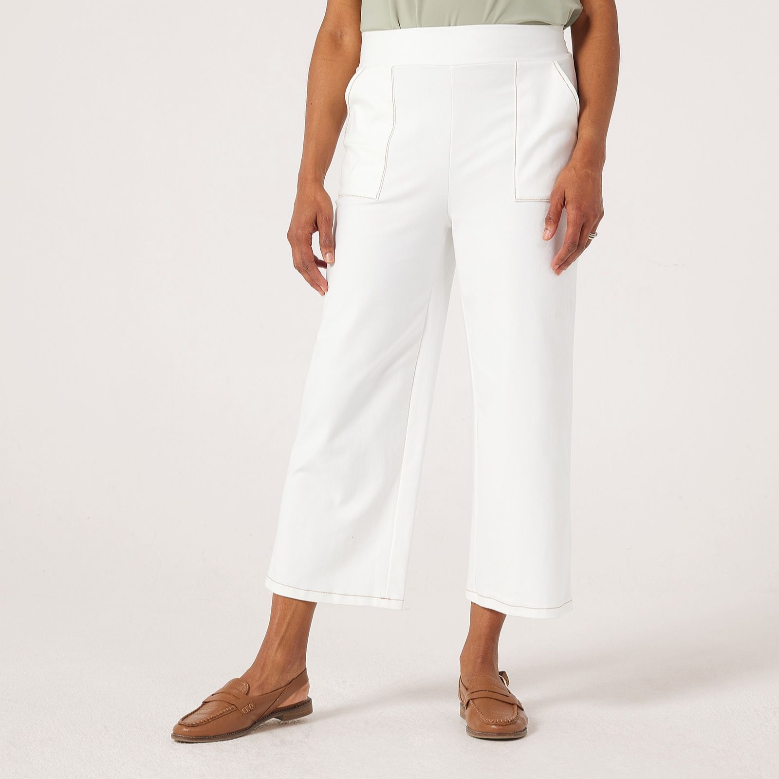Kim & Co Deluxe Denim Wide Leg Crop Petite Trousers