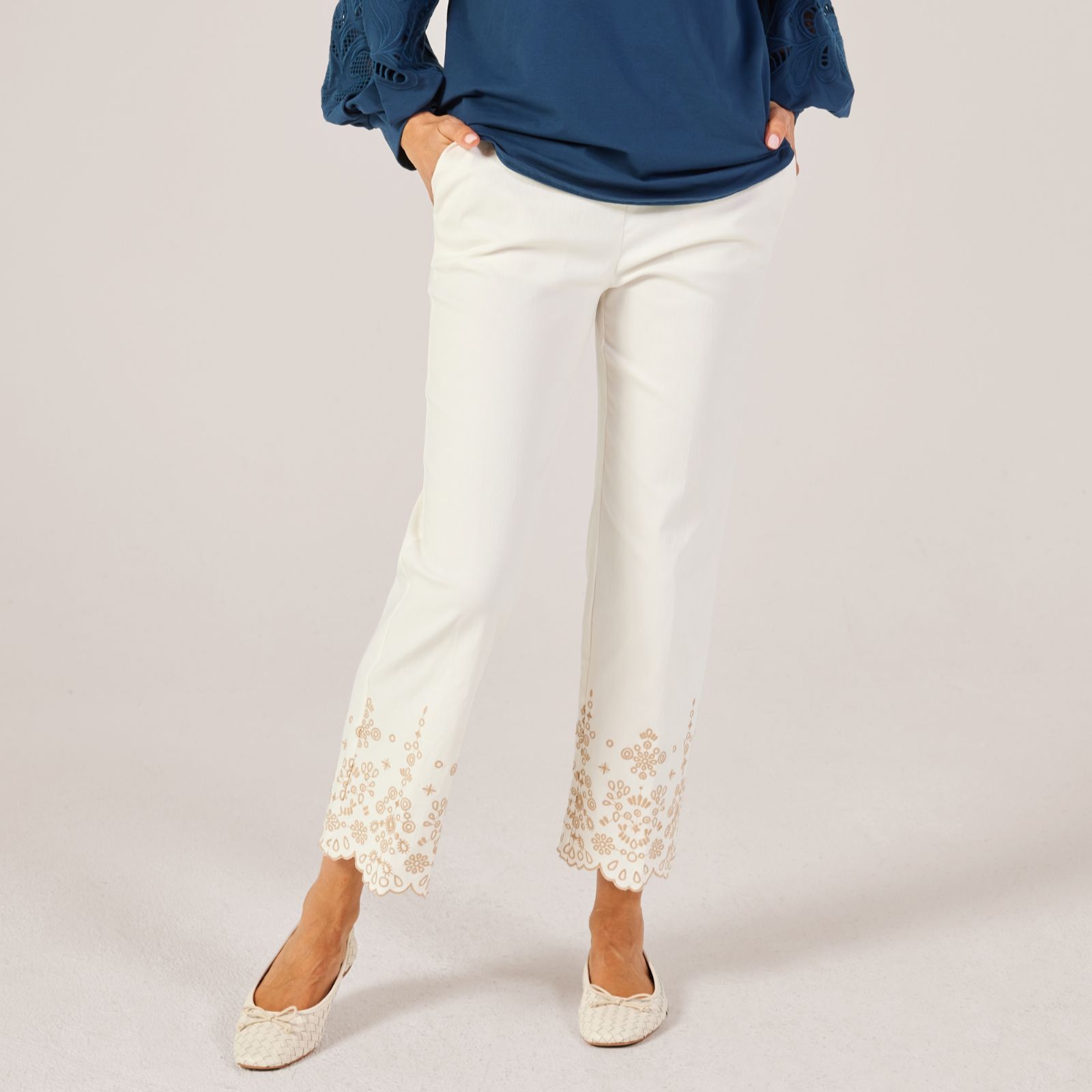 MarlaWynne Collection Flatterfit Embroidered Standard Pant