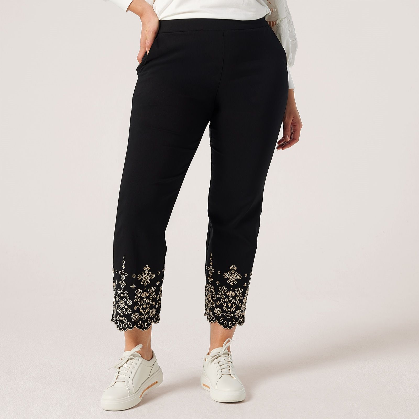 MarlaWynne Collection Flatterfit Embroidered Pant Standard