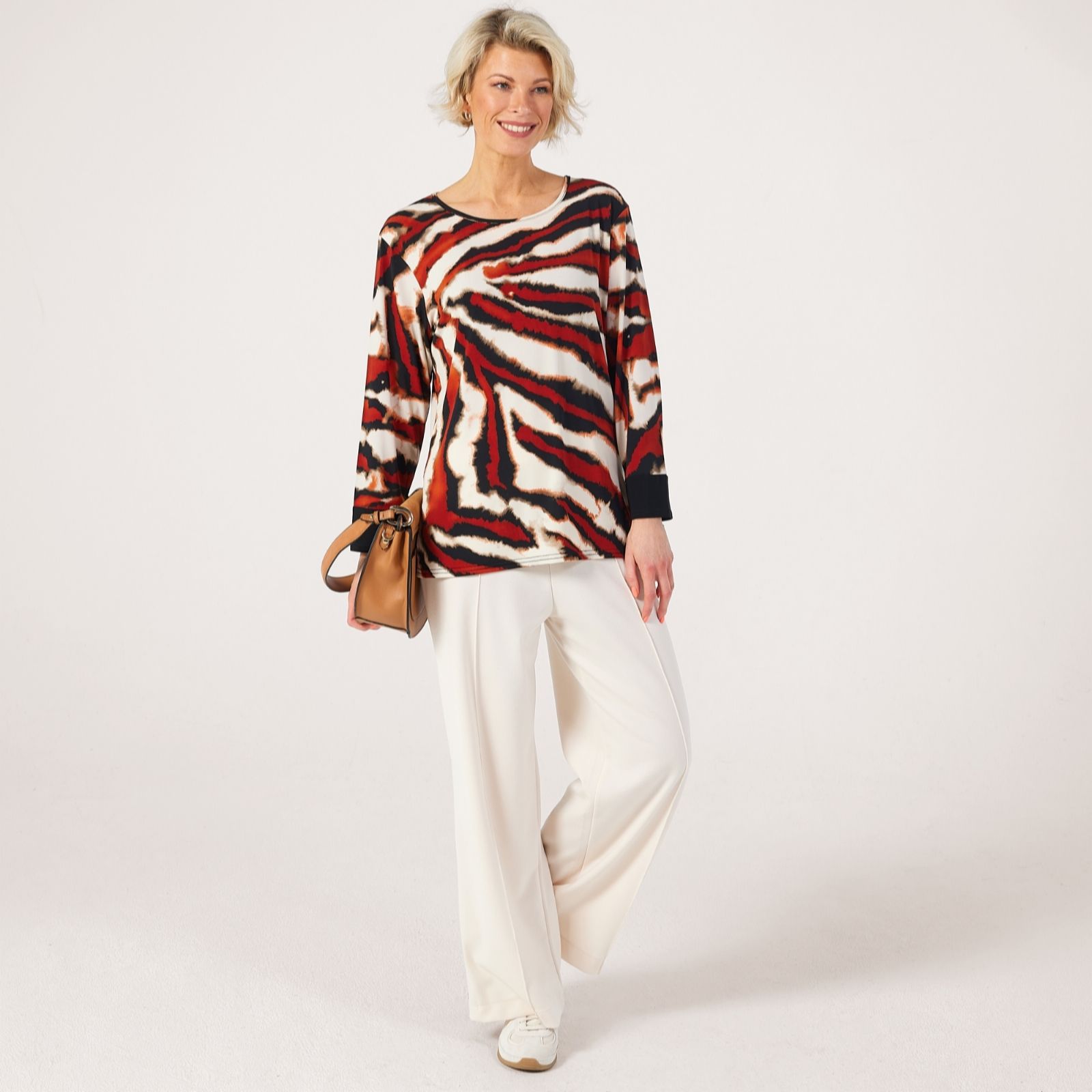 Frank Usher Printed Top with Contrast Cuffs