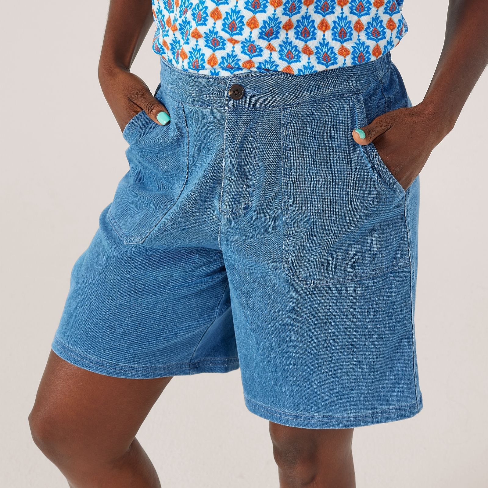 Denim & Co. Comfy Knit Cargo Short Petite