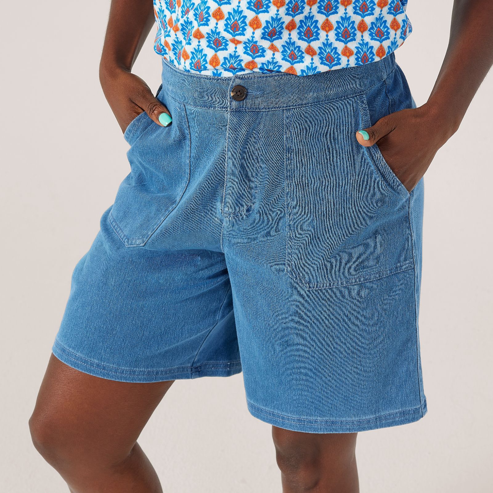 Denim & Co. Comfy Knit Cargo Short Petite