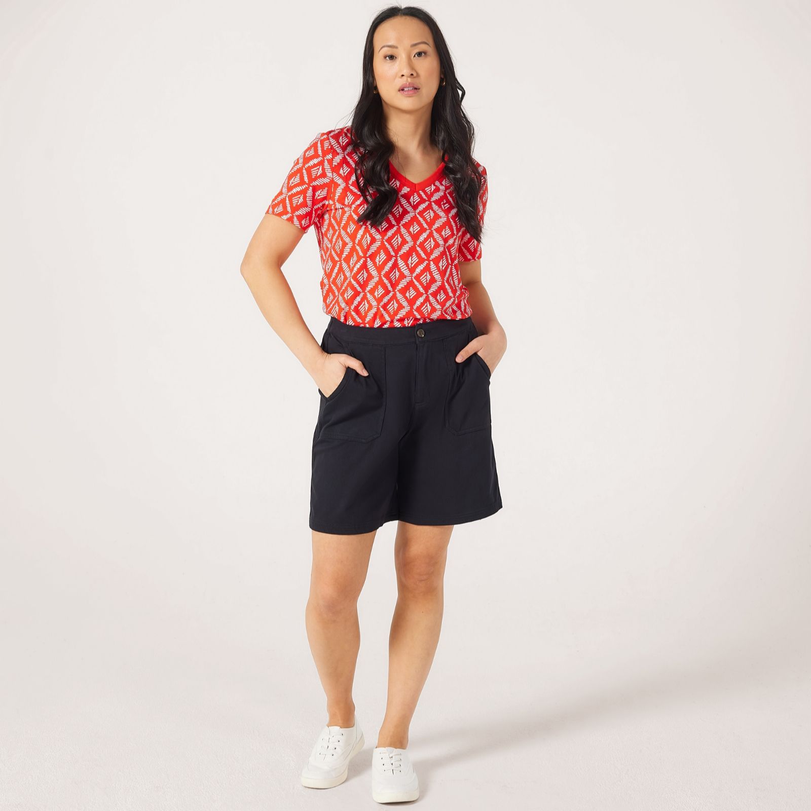 Denim & Co. Comfy Knit Cargo Short Petite