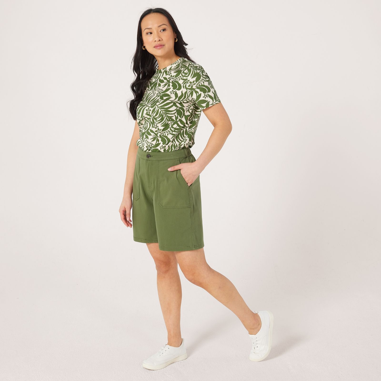 Denim & Co. Comfy Knit Cargo Short Petite