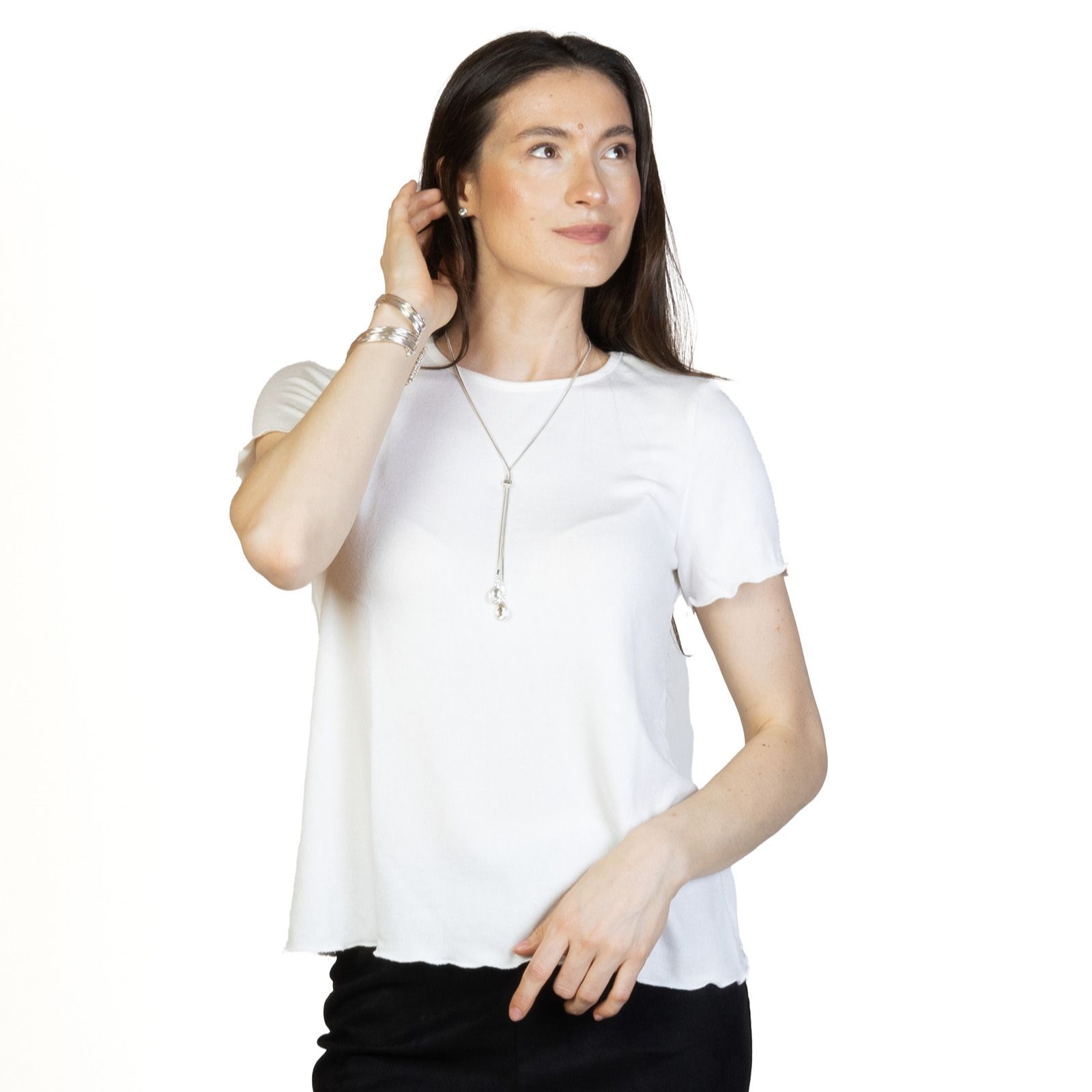 Kim & Co Fine Sweater Knit Short Sleeve Essential Top