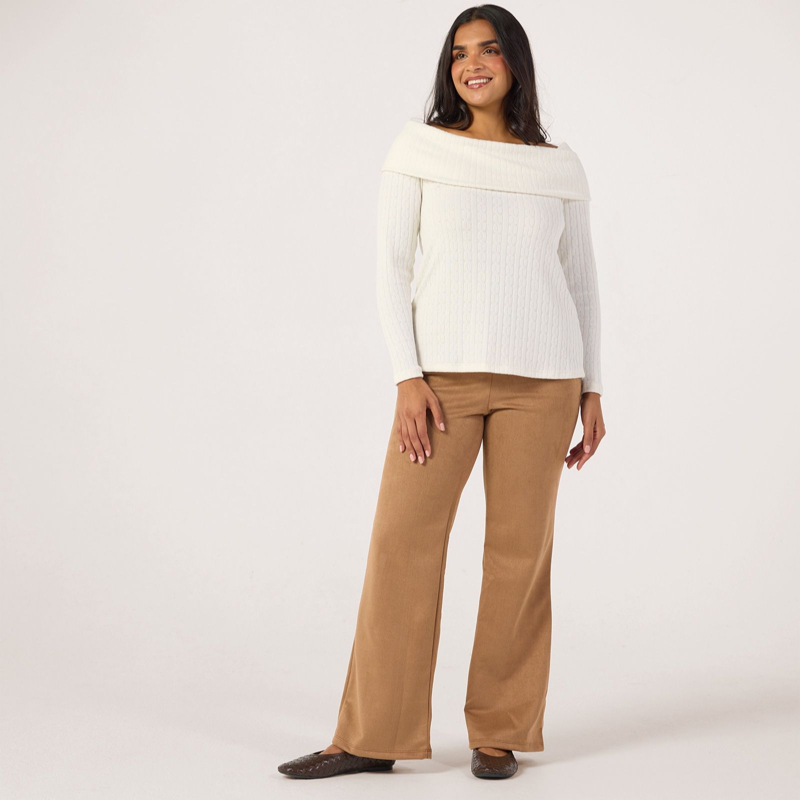 Kim & Co Stretch Faux Suede Ella Flared Standard Trousers