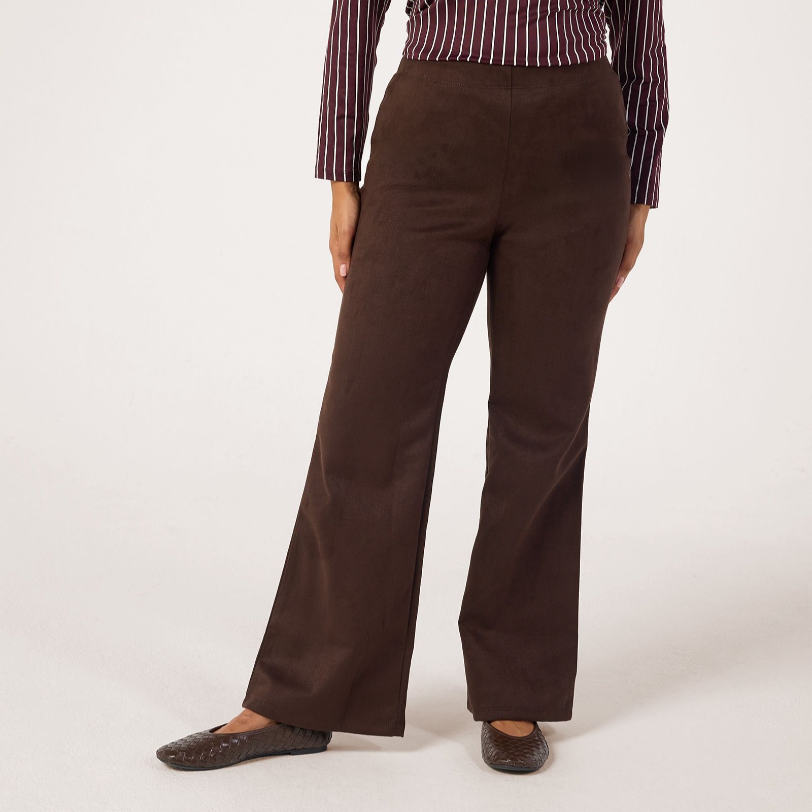 Kim & Co Stretch Faux Suede Ella Flared Standard Trousers