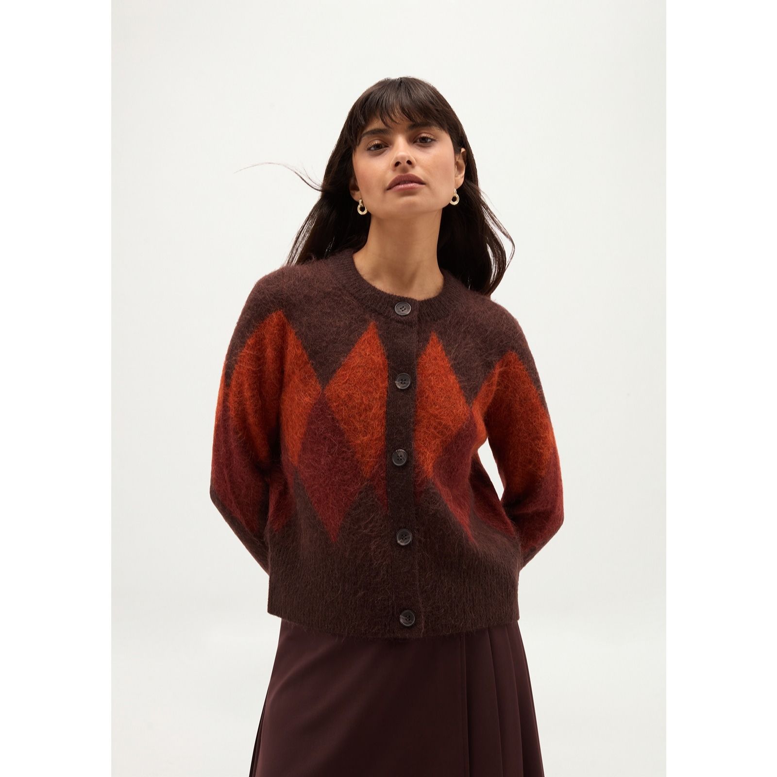Hobbs London Izzy Argyle Wool Blend Cardigan