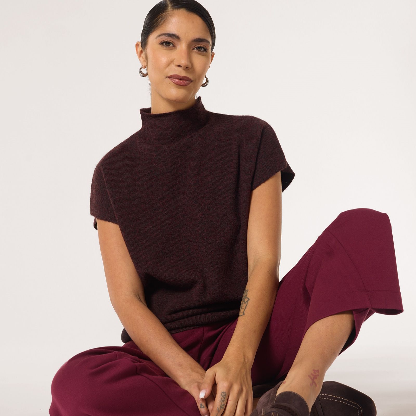 Ben de Lisi Cowl Neck Knitted Top