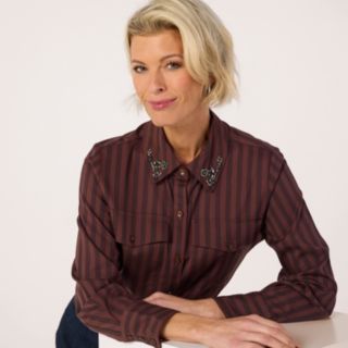 Ruth Langsford Stripe Shirt With Embellished Trim On Collar