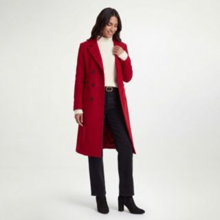 Wallis Double Breasted Red Midi Tailored Coat