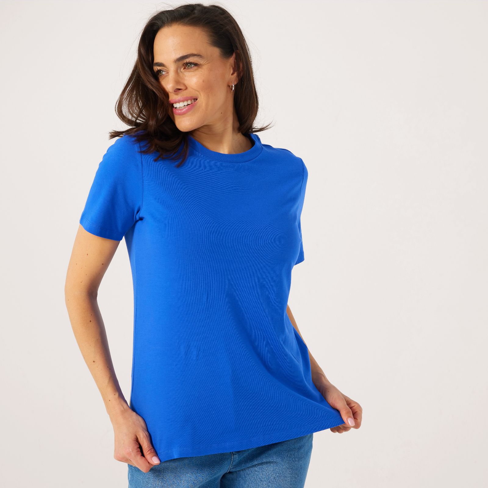 Denim & Co. Essentials Solid Crew Neck T-Shirt
