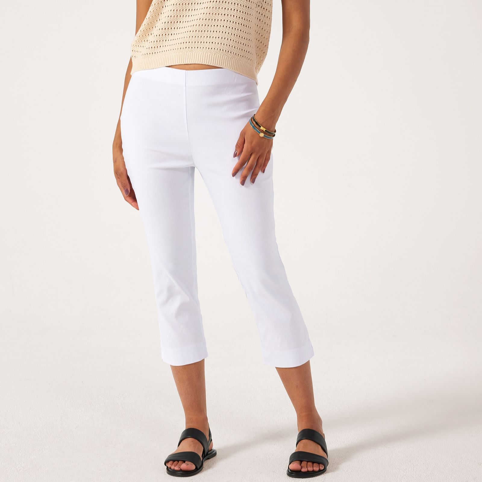 Frank Usher Pull On Stretch Cropped Trousers With Slit & Pocket Detail