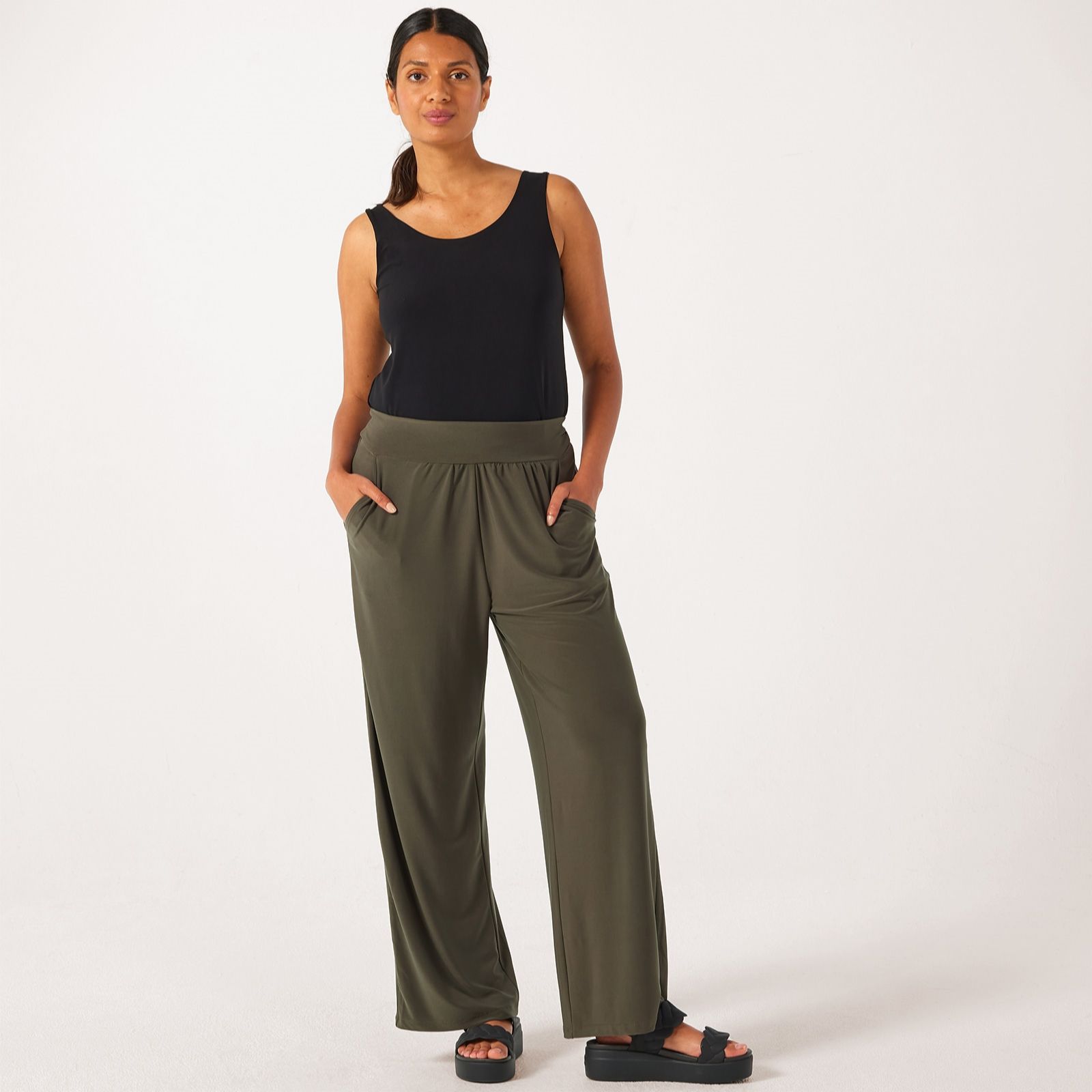 Kim & Co Deluxe Brazil Jersey Wide Leg Riviera Petite Trousers