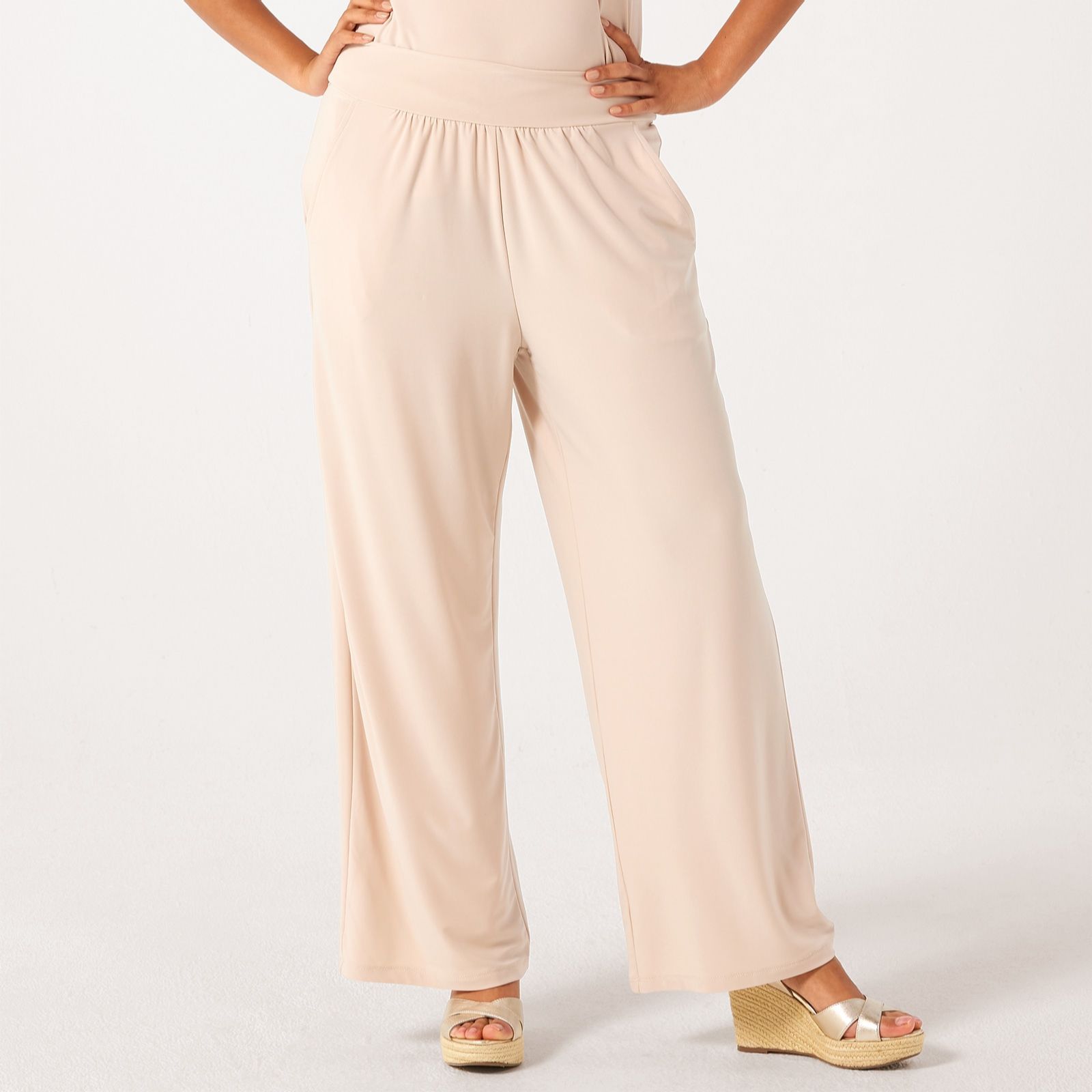 Kim & Co Deluxe Brazil Jersey Wide Leg Riviera Petite Trousers