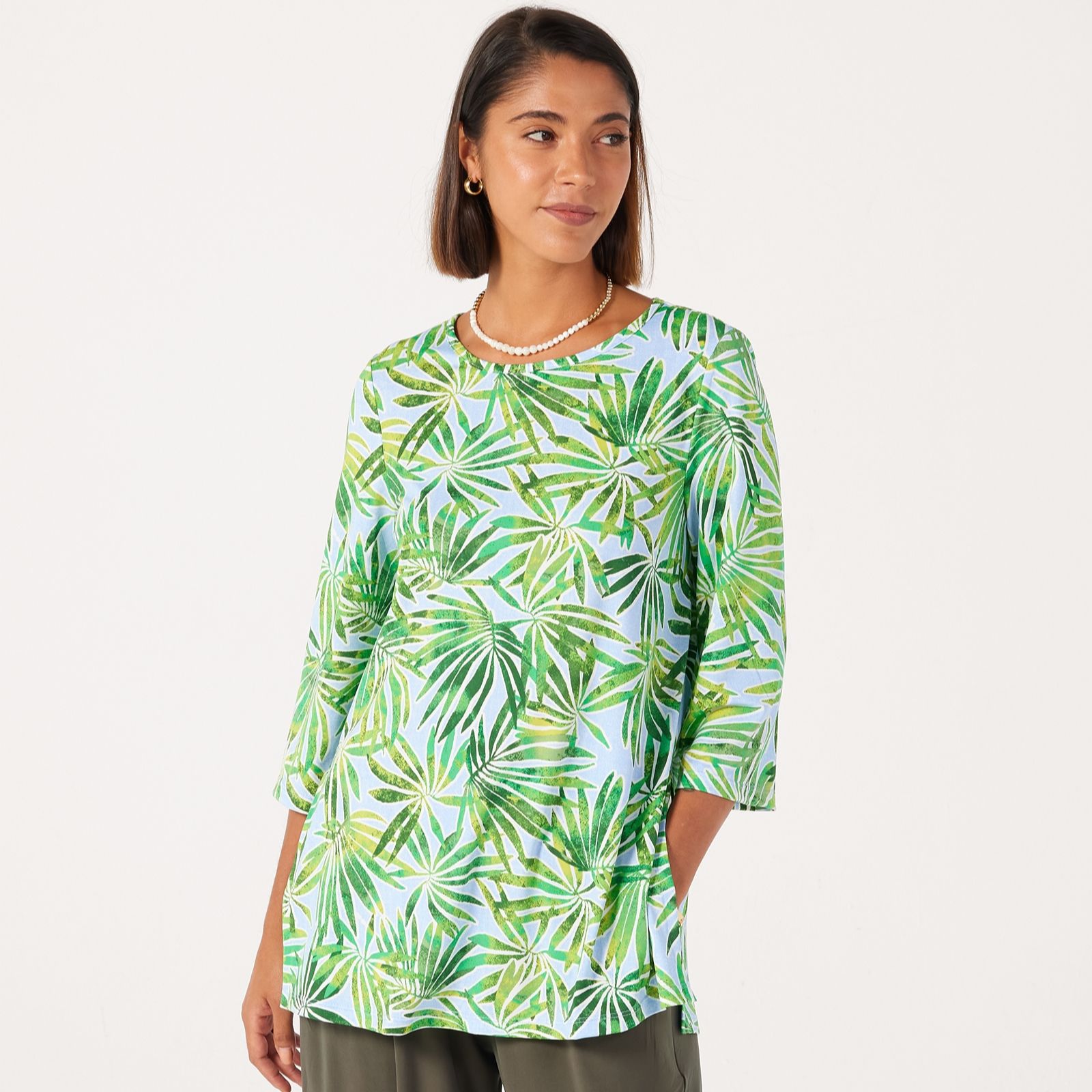 Kim & Co Brazil Knit Relaxed Sleeve Tunic With Side Slits