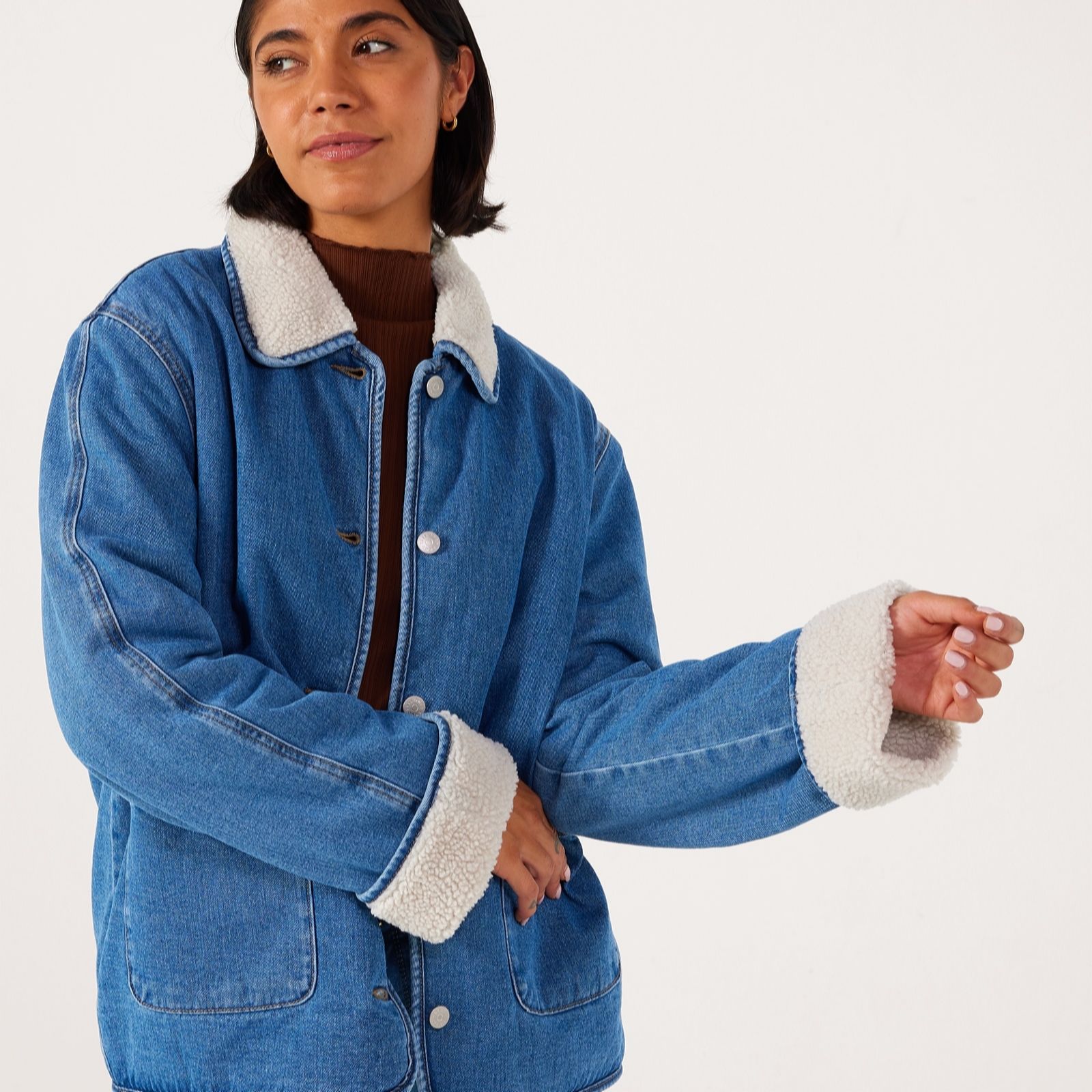 Only Allison Teddy Lined Denim Coat