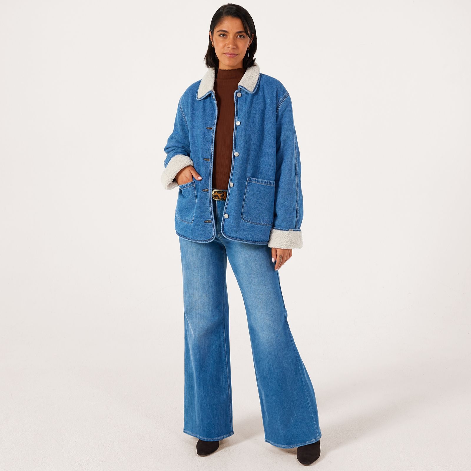 Only Allison Teddy Lined Denim Coat - QVC UK