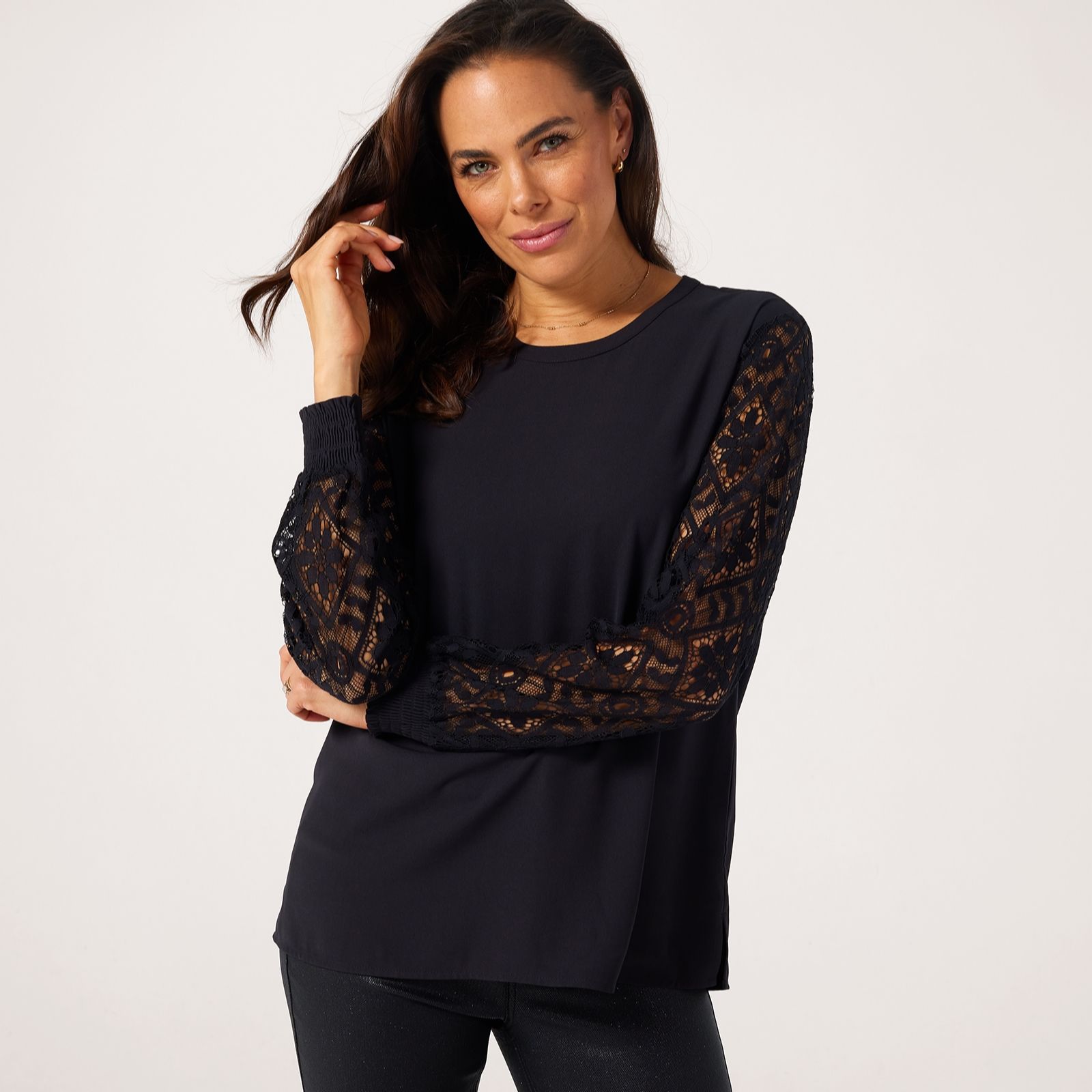 Ruth Langsford Lace Sleeve Woven Top