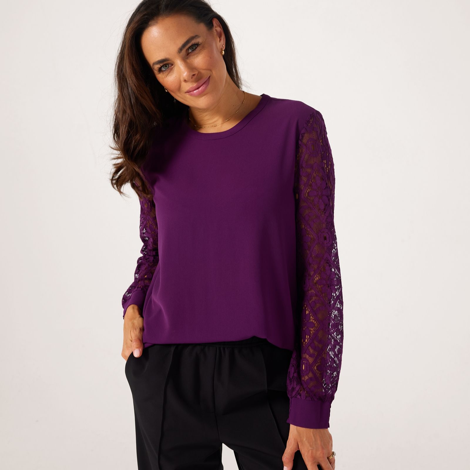 Ruth Langsford Lace Sleeve Woven Top