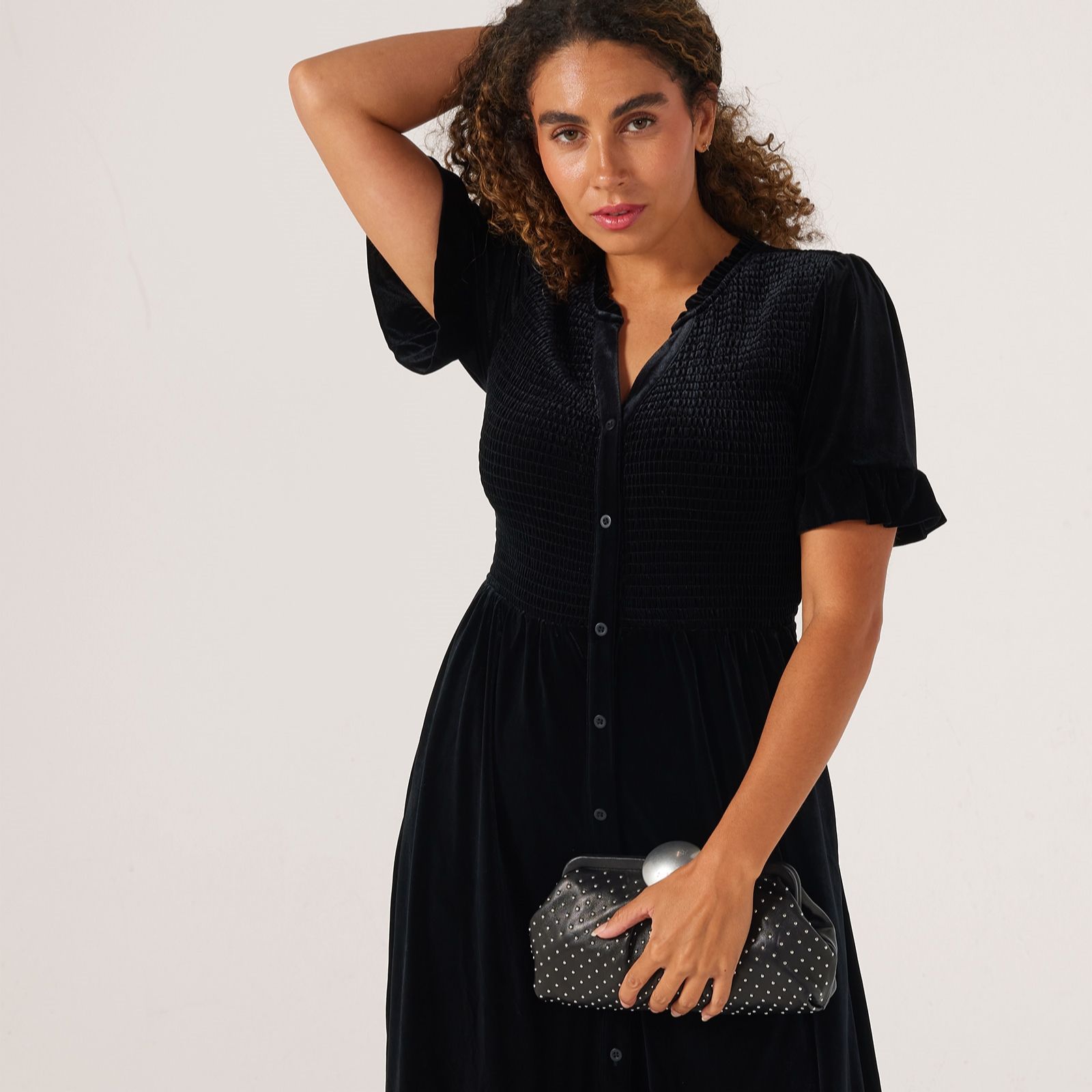 Dannii Minogue Velvet Shirred Dress Petite
